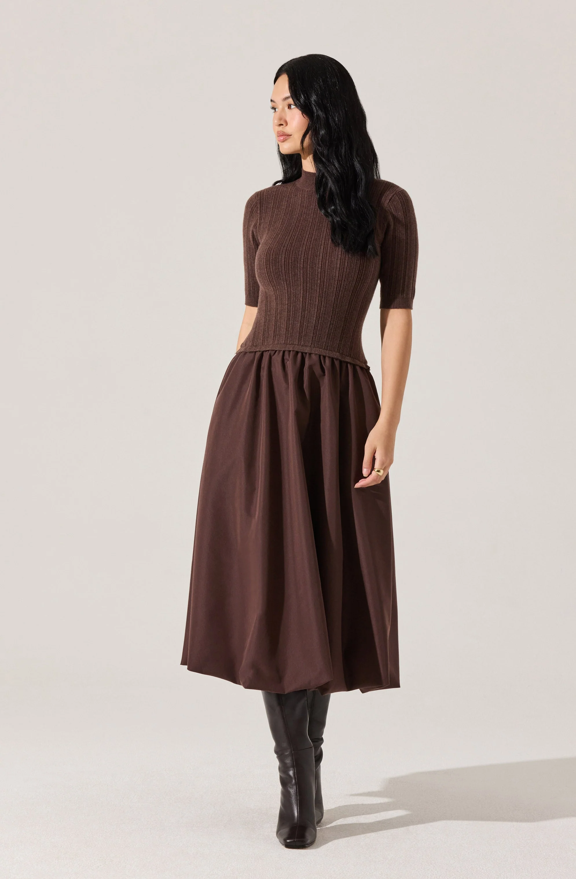 Caerlion Contrast Knit Midi Dress