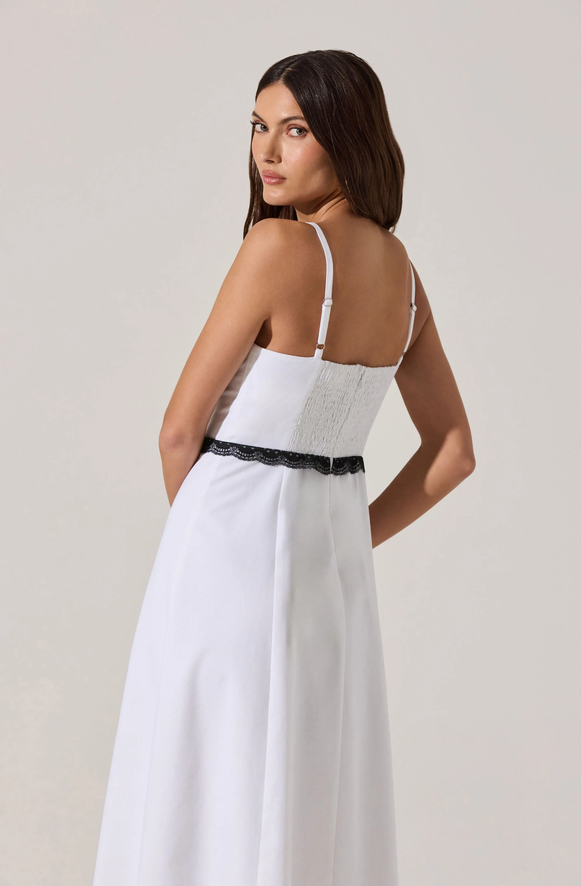 Contrast Lace Bustier Midi Dress