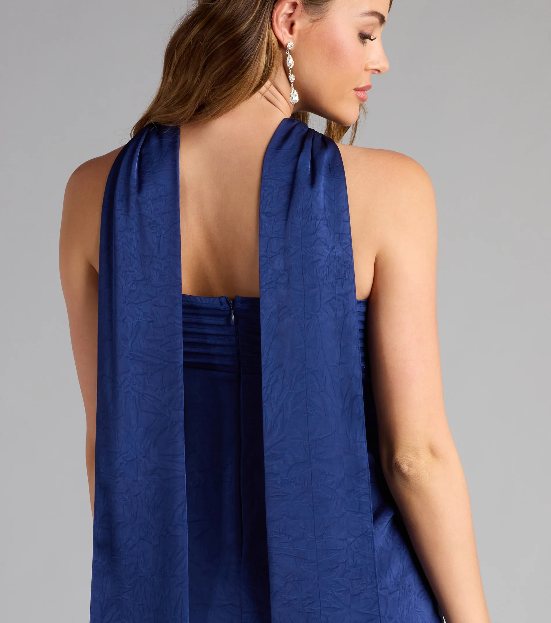 Eyes On Me Satin Mini Dress With Scarf