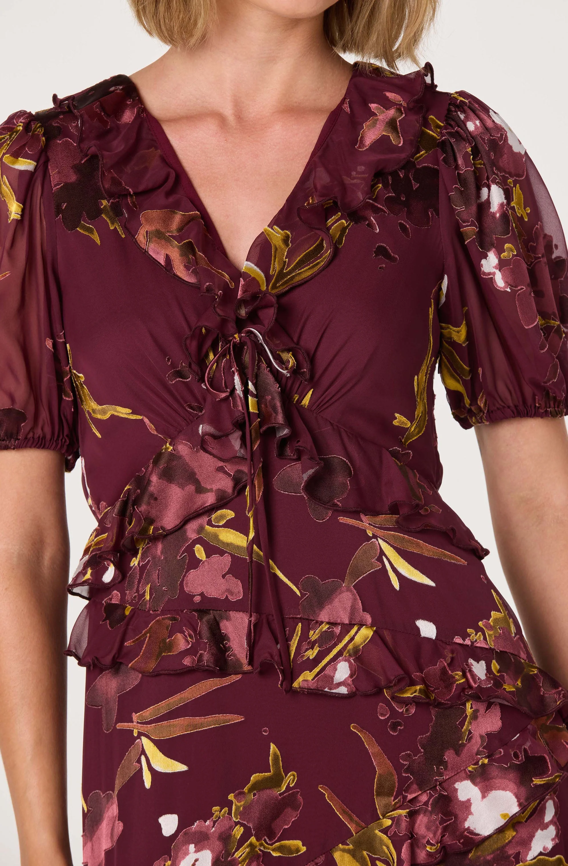 Bennet Ruffle Trim Midi Dress