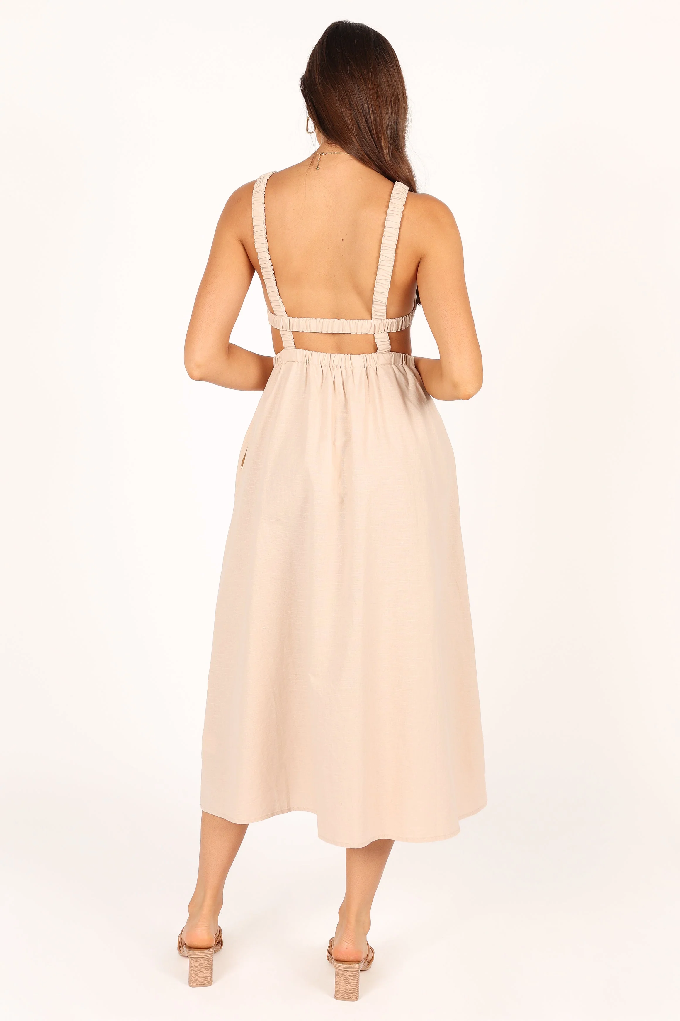 Aubrey Cutout Midi Dress - Beige