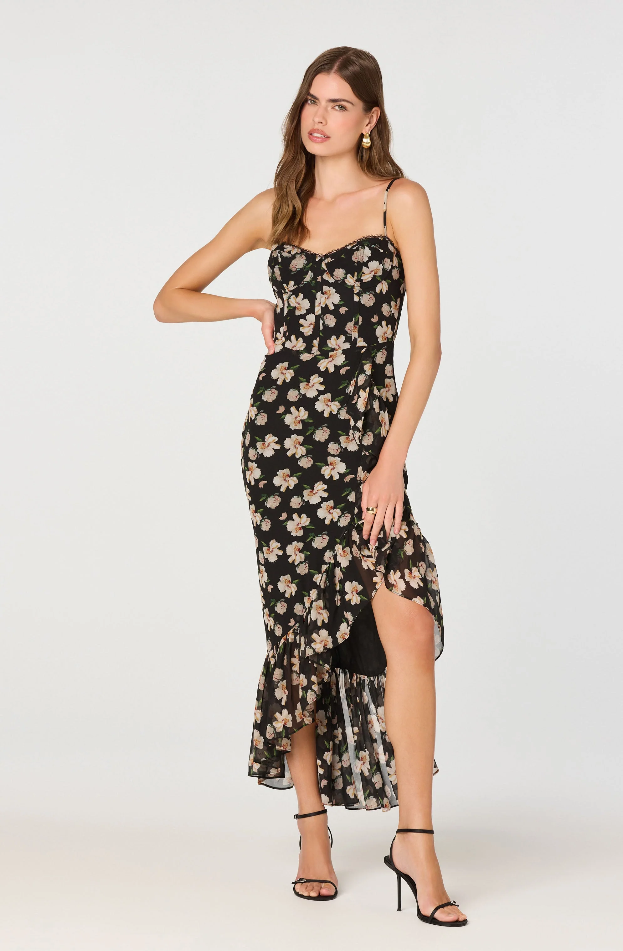 Brisbane Asymmetrical Floral Midi Dress