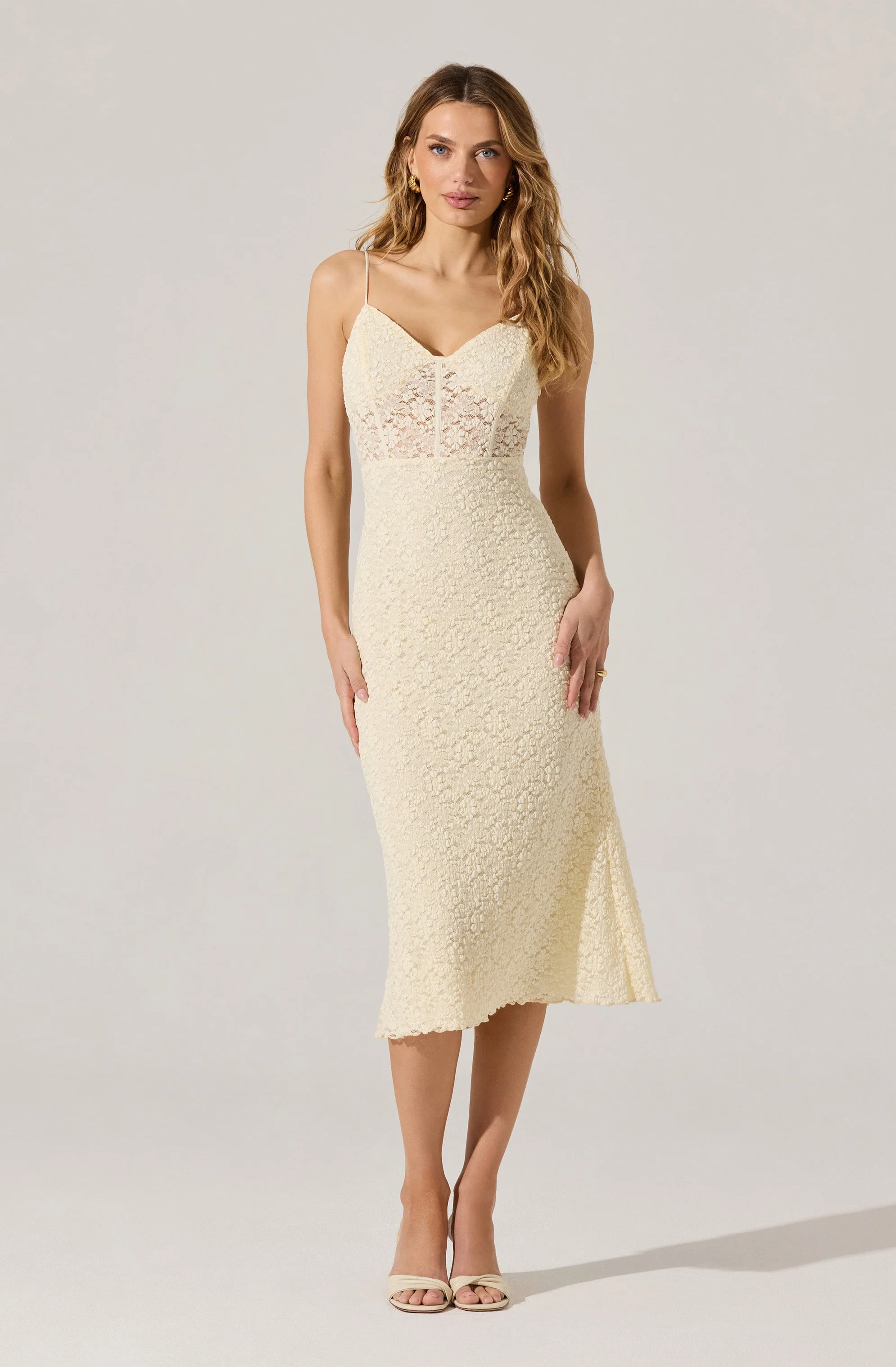 Floral Lace Knit Midi Dress