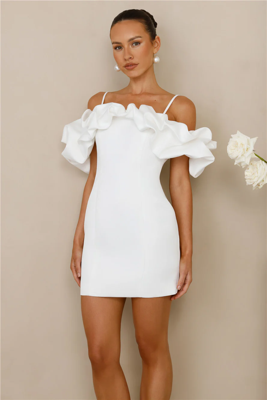 Love On Lock Off Shoulder Mini Dress White