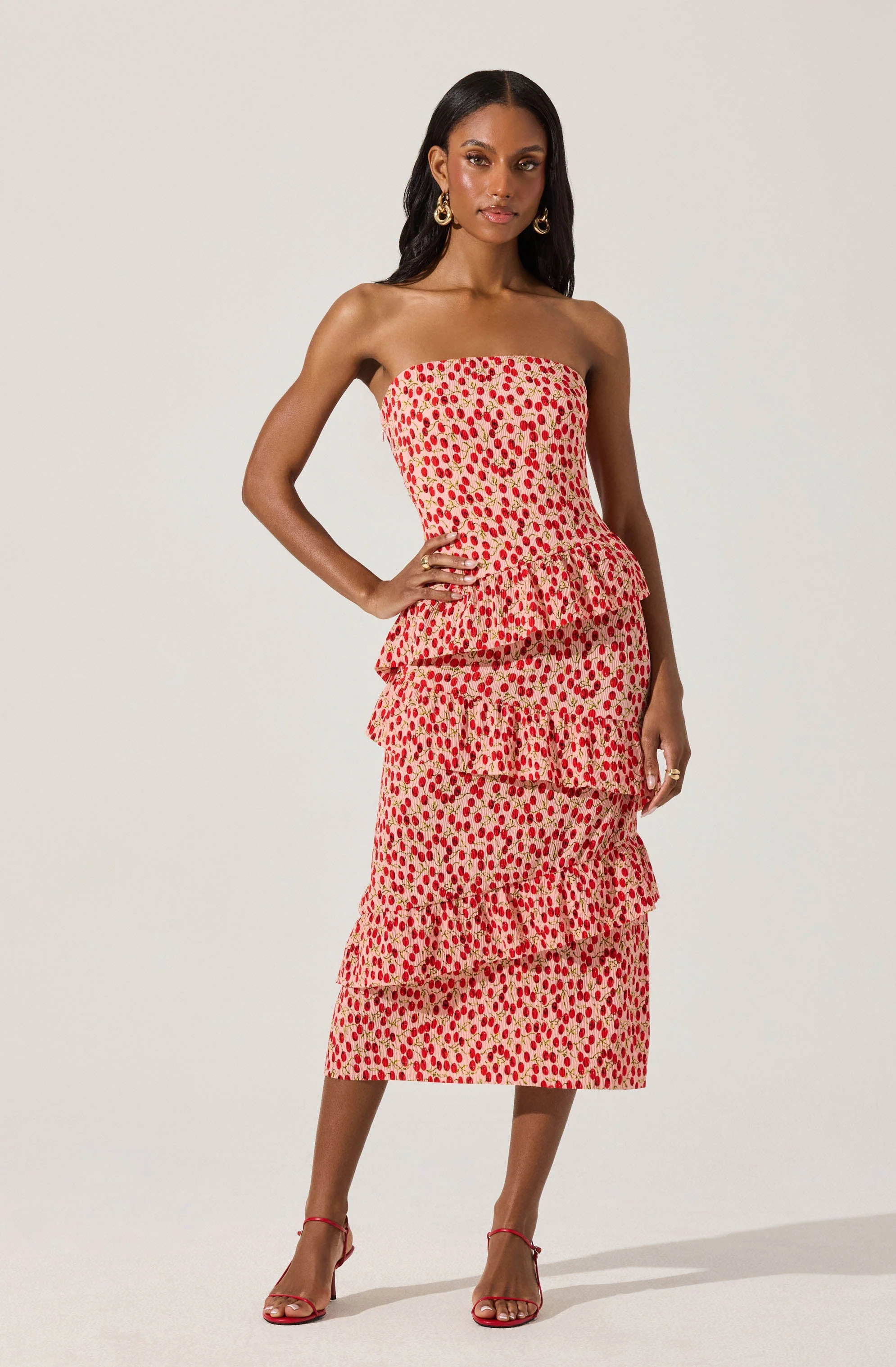Asymmetrical Tiered Ruffle Midi Dress