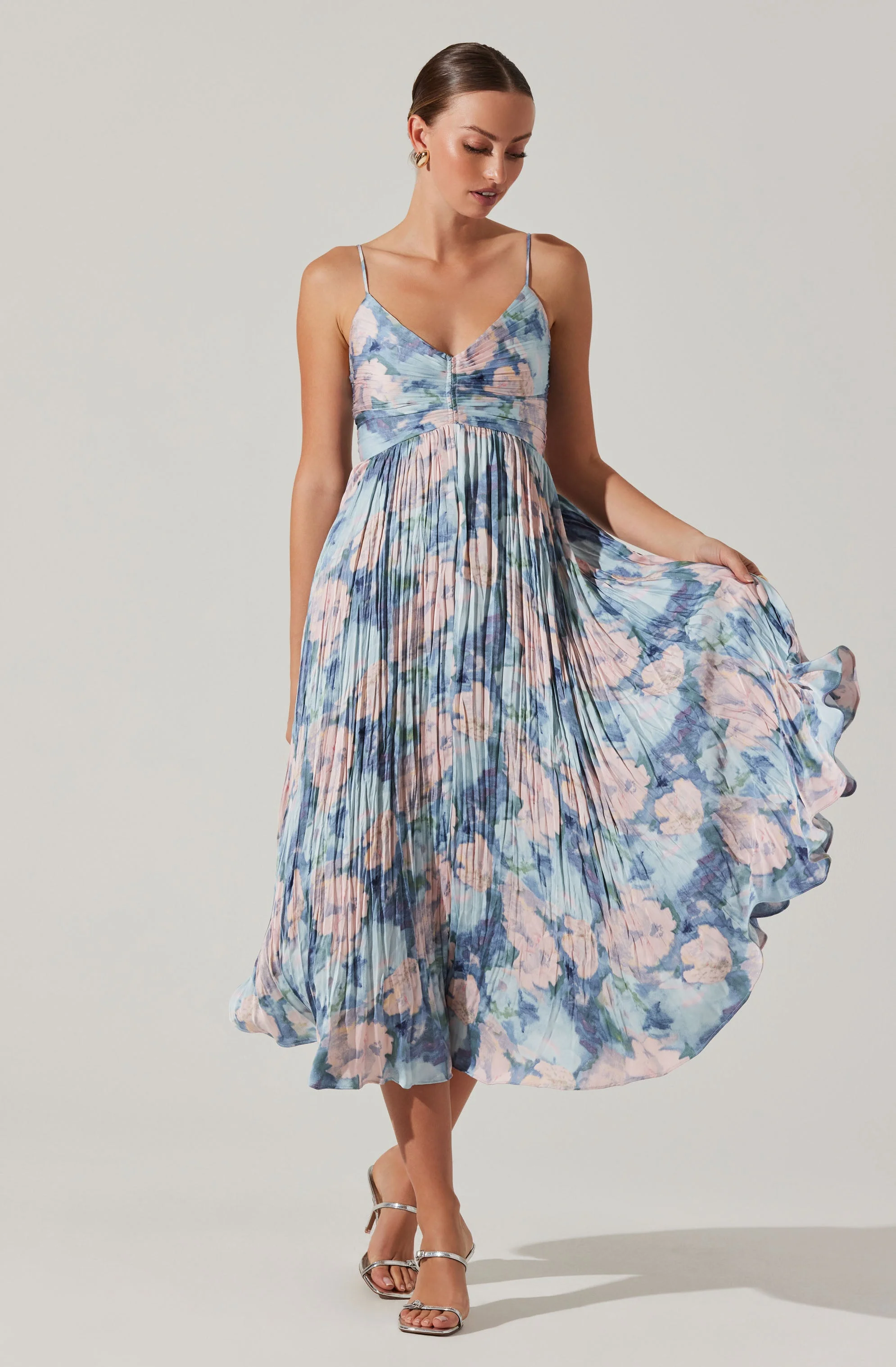 Maeve Printed Pleated Midi Dress