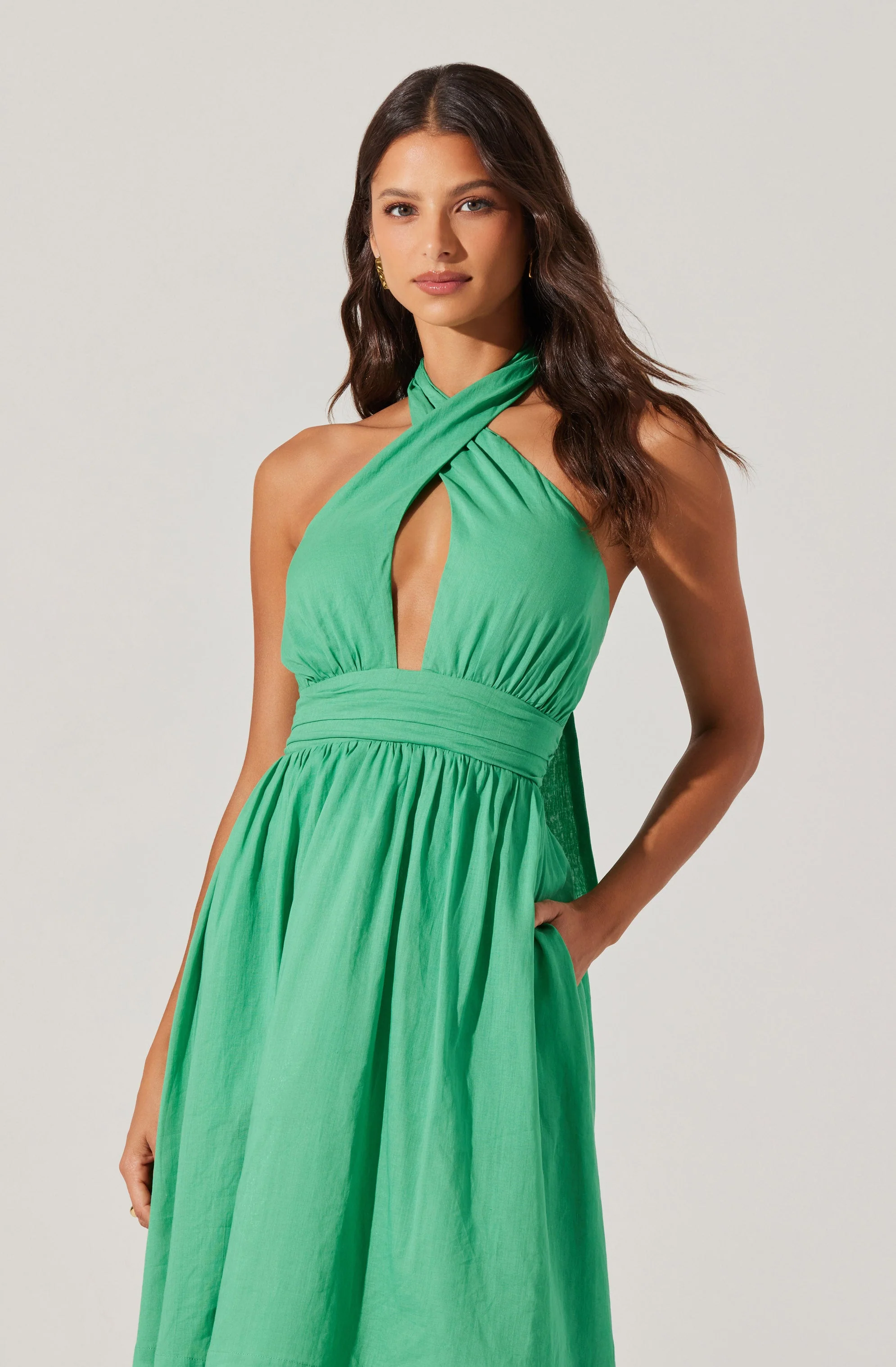 Kalia Crossover Halter Mini Dress