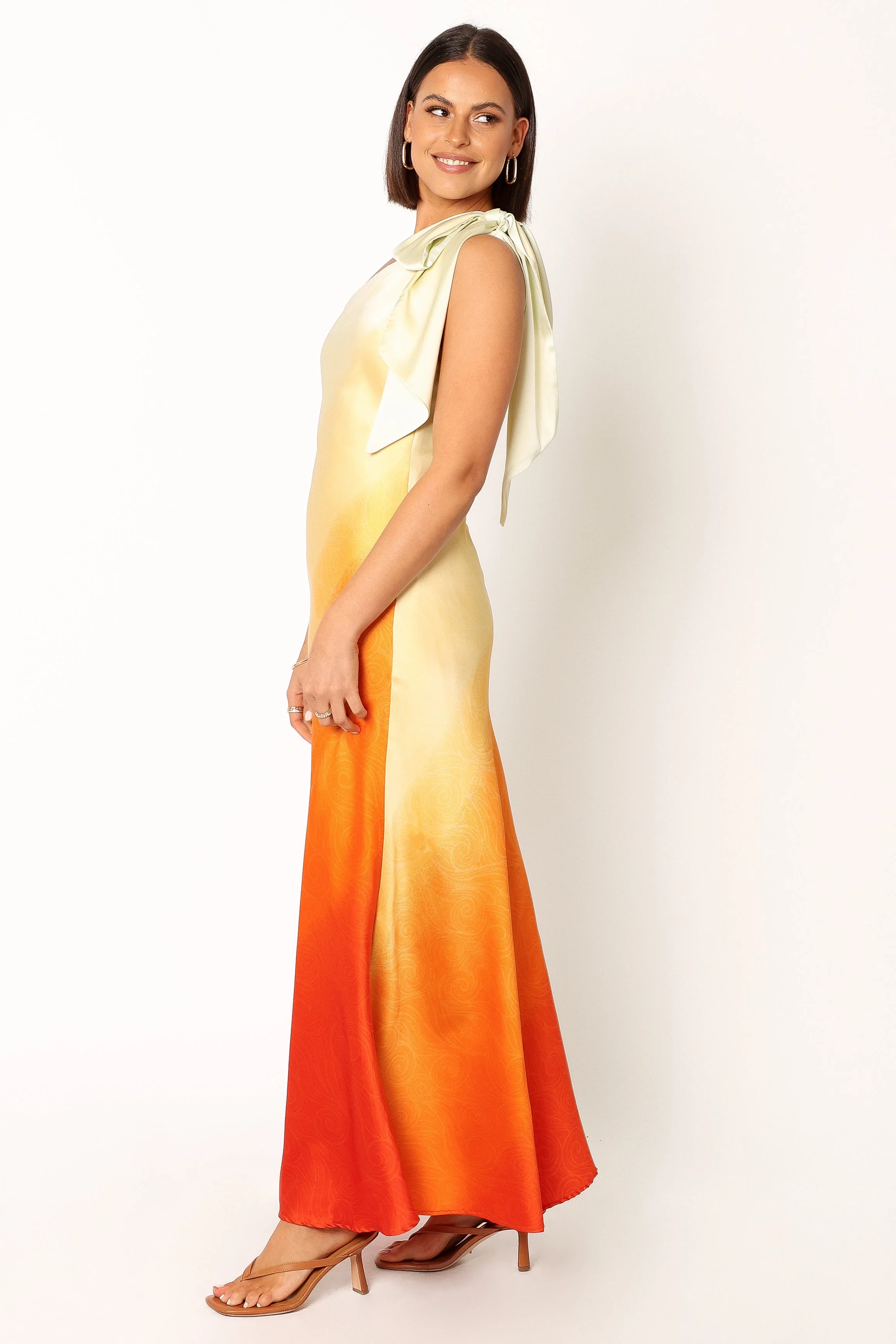 Glow One Shoulder Midi Dress - Sunset