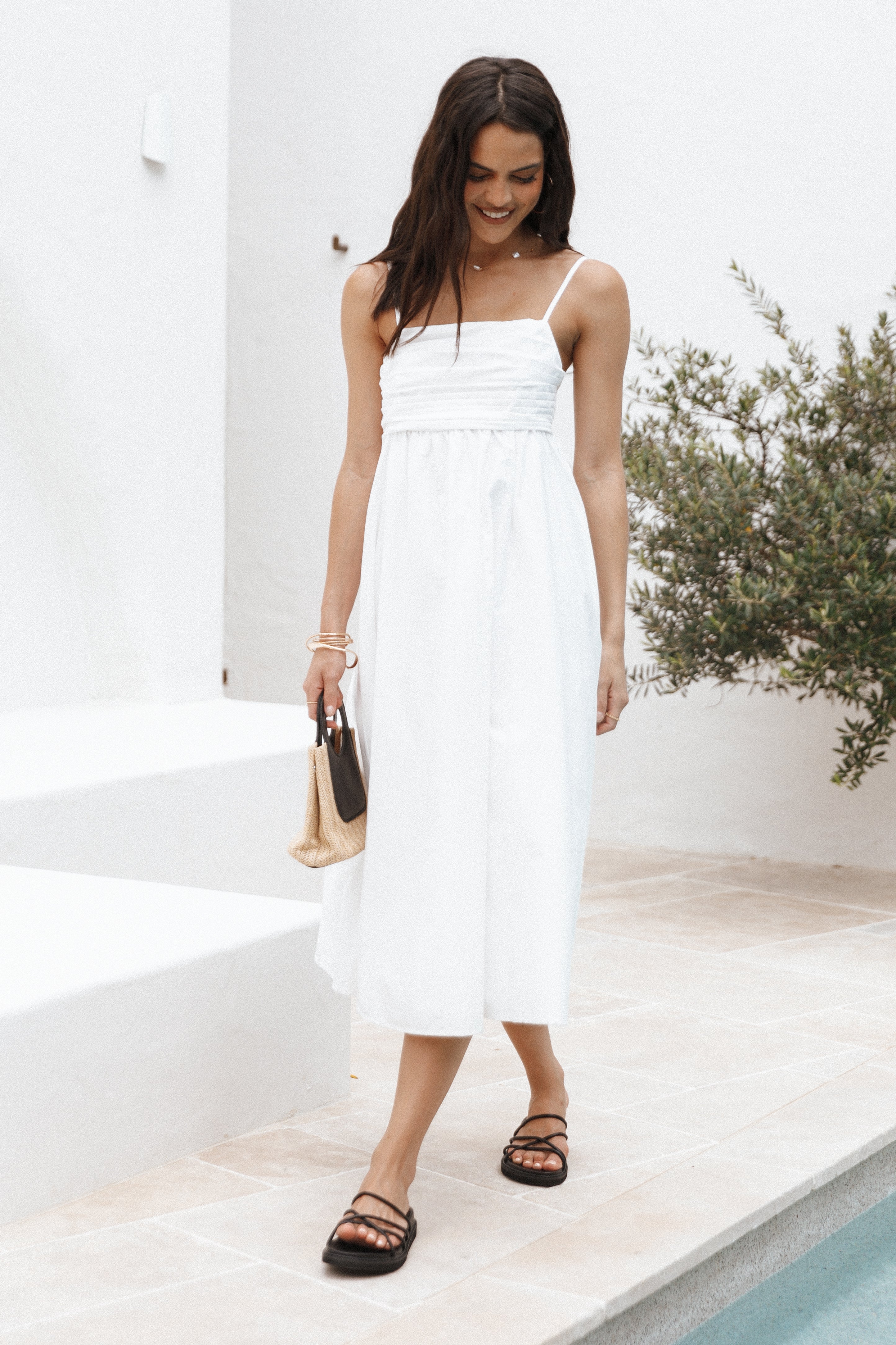 Alice Bow Back Midi Dress - White