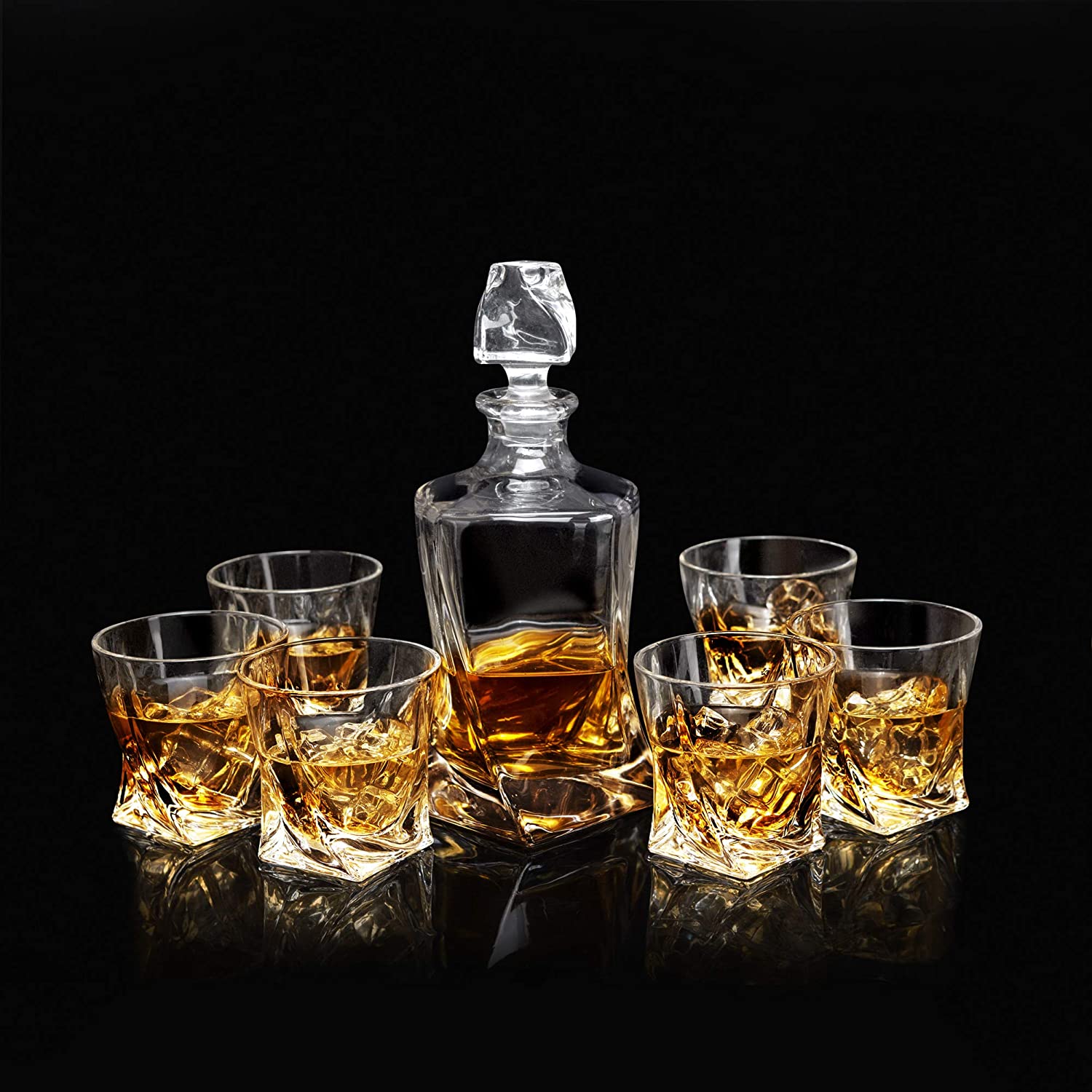 Crystal glass whiskey decanter set