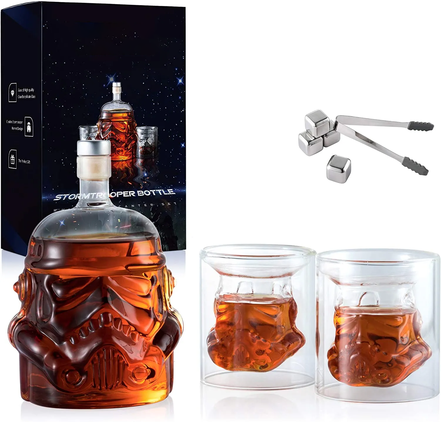 Whiskey Decanter Set Transparent Creative with 2 Glasses