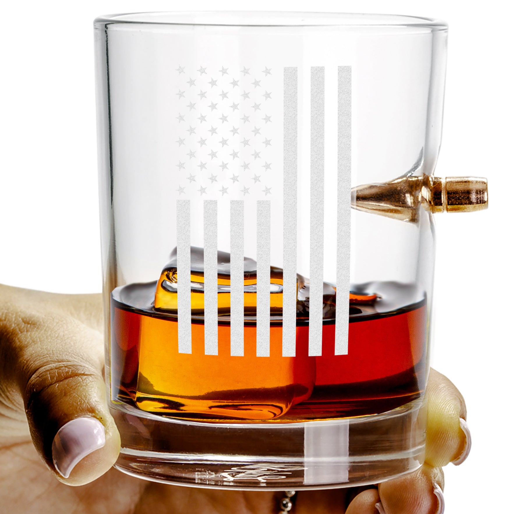 Draped Flag .308 Bullet Whiskey Glass
