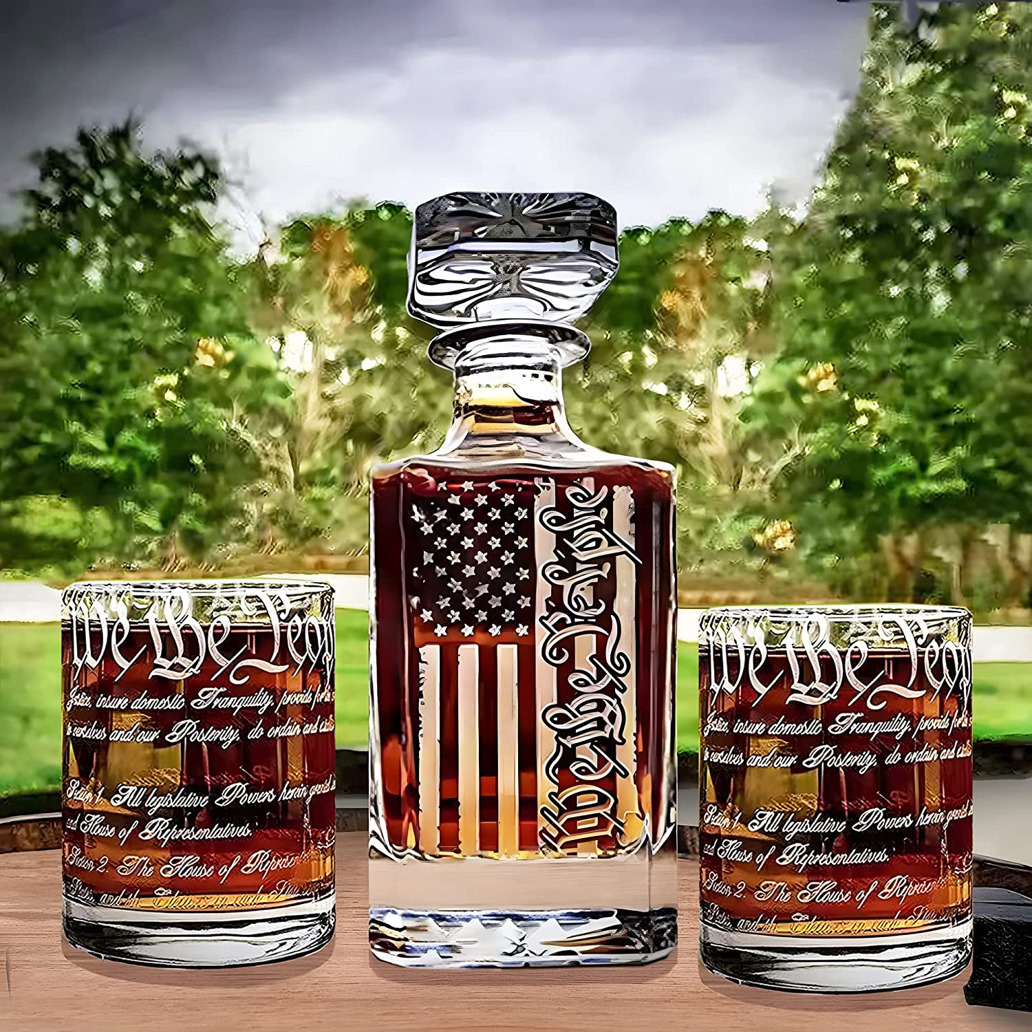Flag Whiskey Decanter Set