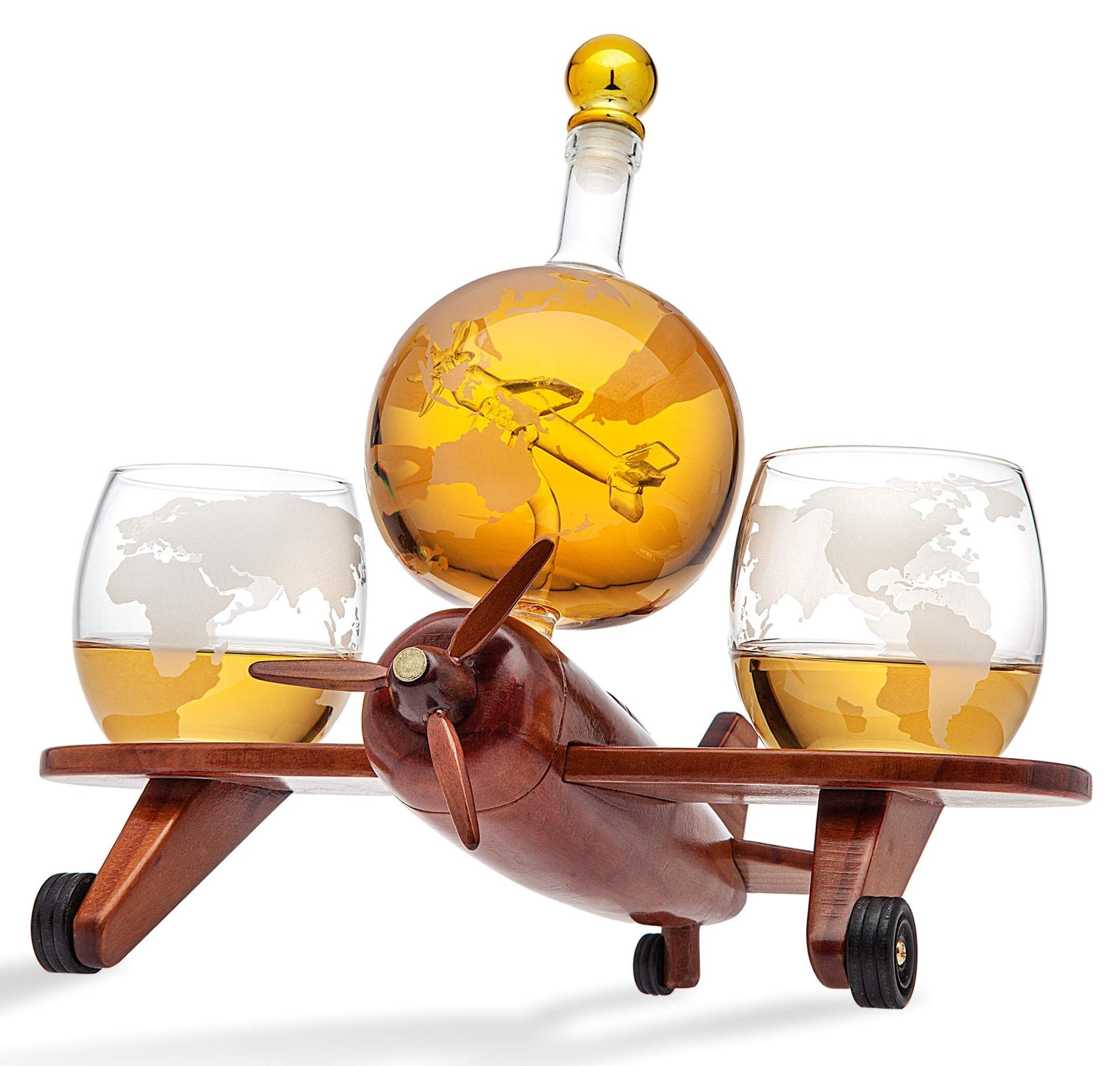 Airplane Globe Whiskey Decanter Set