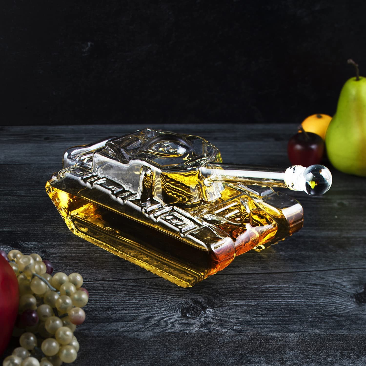 Tank whiskey decanter