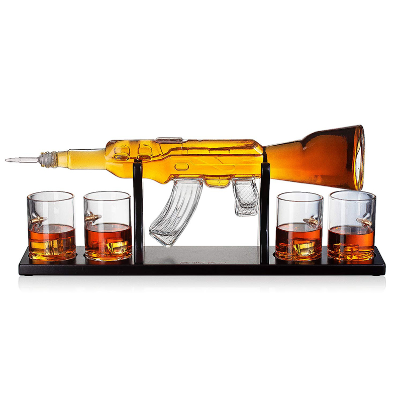 Gun Large Decanter Set Bullet Glasses