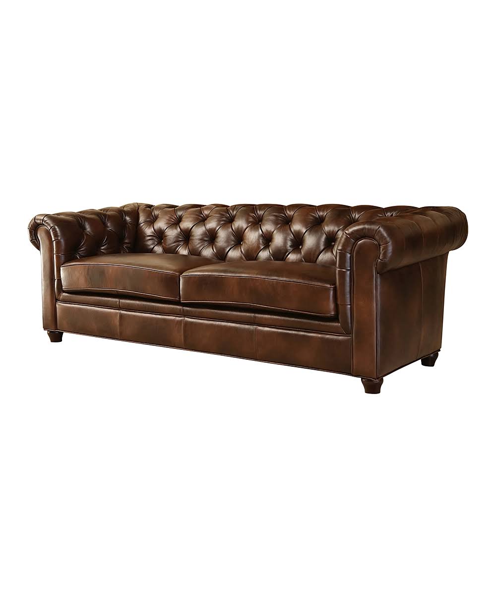 Abbyson Living Tuscan Tufted Leather Sofa, Brown itusts