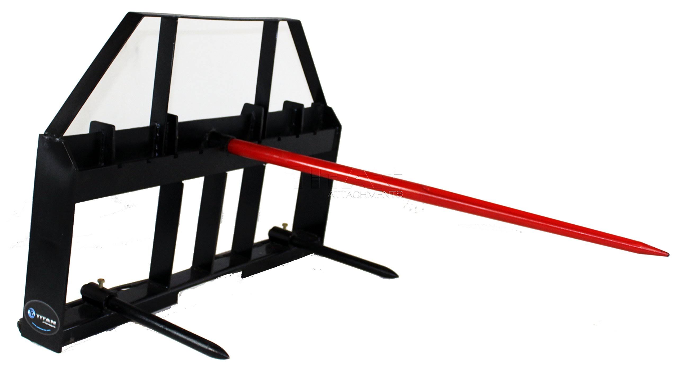 Titan Attachments Titan Skid Steer Hay Spear Attachment 3,000 lbs Capacity Forklift Pallet Fork