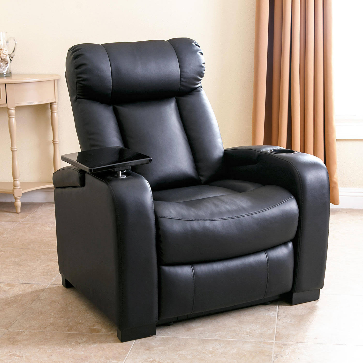 Abbyson Living Larson Leather Power Recliner, Black - itusts