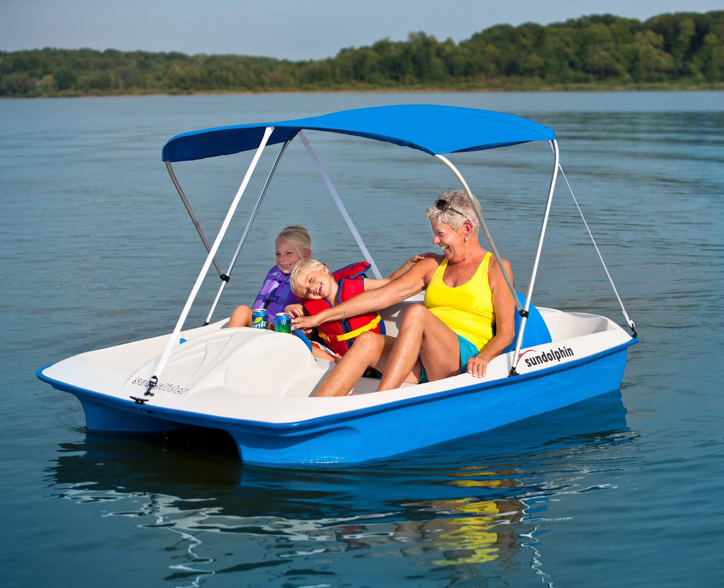 Sun Dolphin Sun Slider Pedal Boat with Canopy Blue atttf