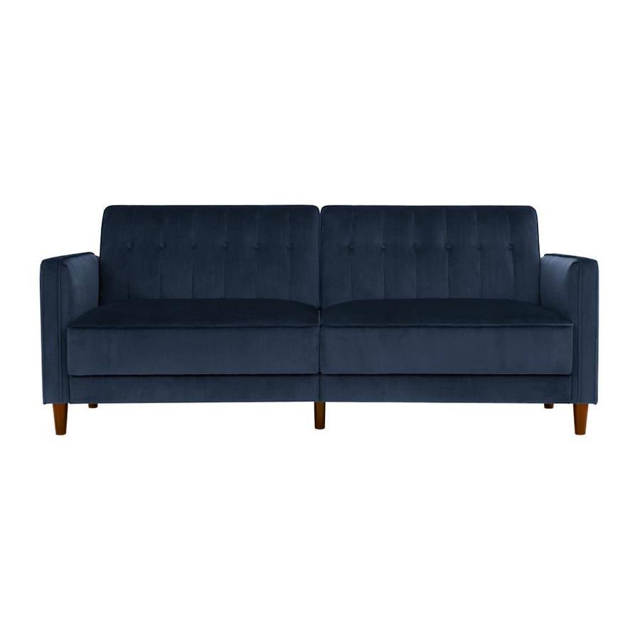 Dhp Iris Blue Velvet Tufted Futon, Blue Velvet Finish itusts