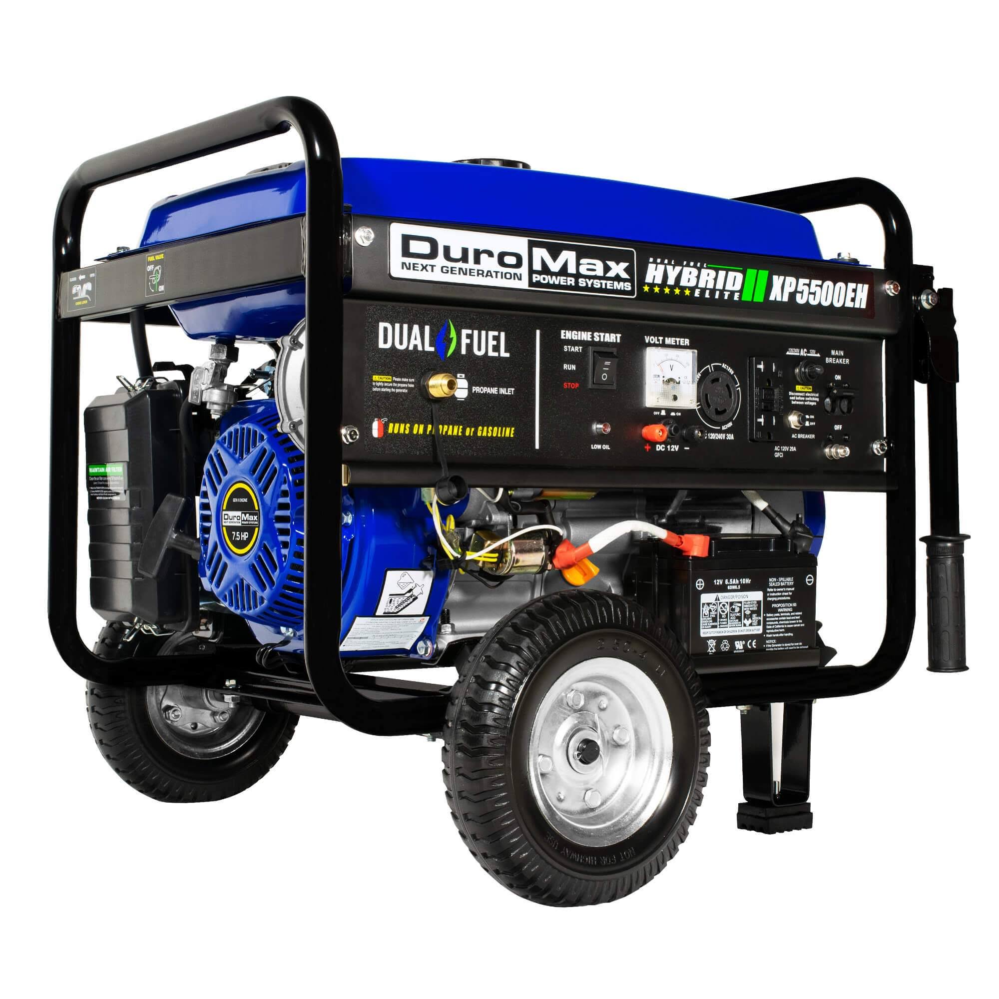 DuroMax XP5500EH 5500 Watt Electric Start Dual Fuel Hybrid Portable ...