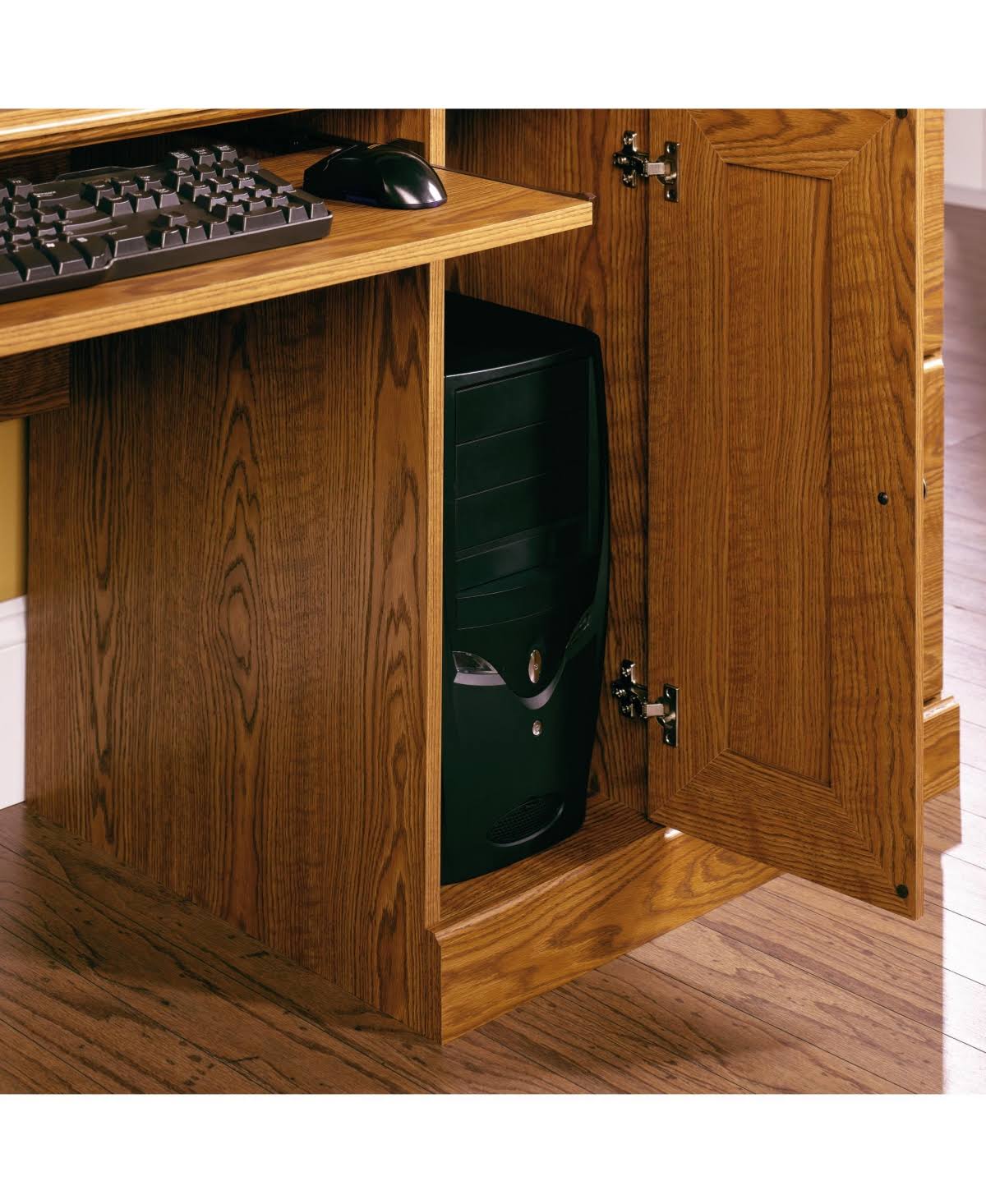 Sauder Orchard Hills Computer Desk with Hutch Carolina Oak atttf