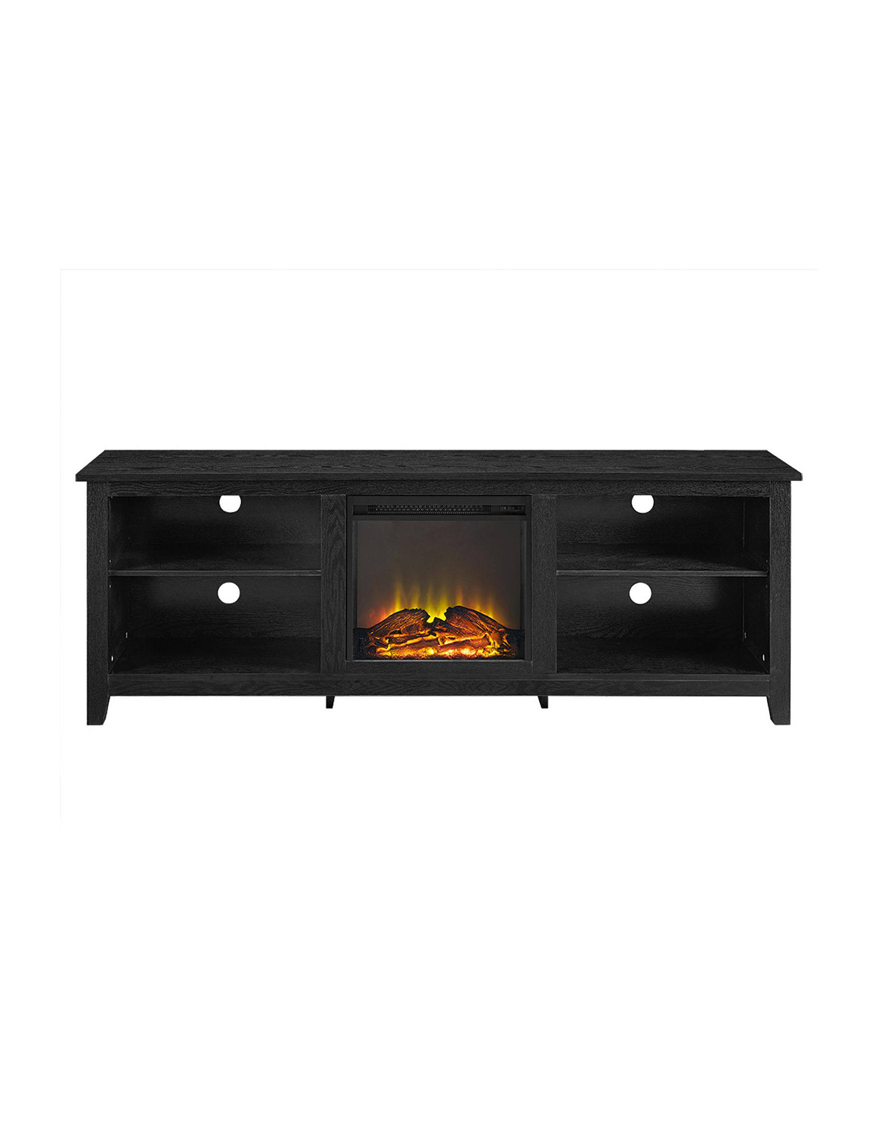 Walker Edison Wood Fireplace TV Stand, Black itusts