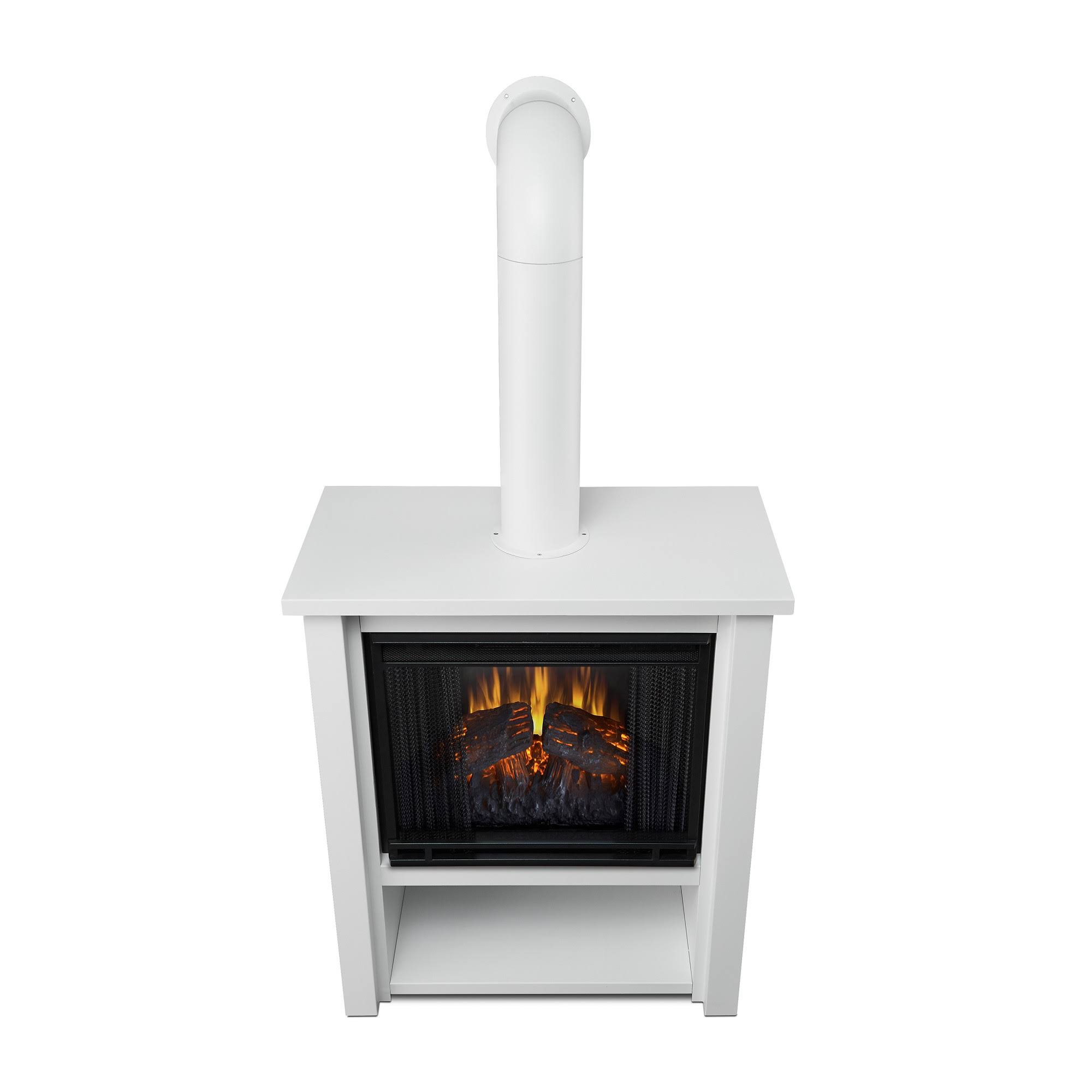 Real Flame Hollis Stainless Steel Electric Fireplace in Matte White