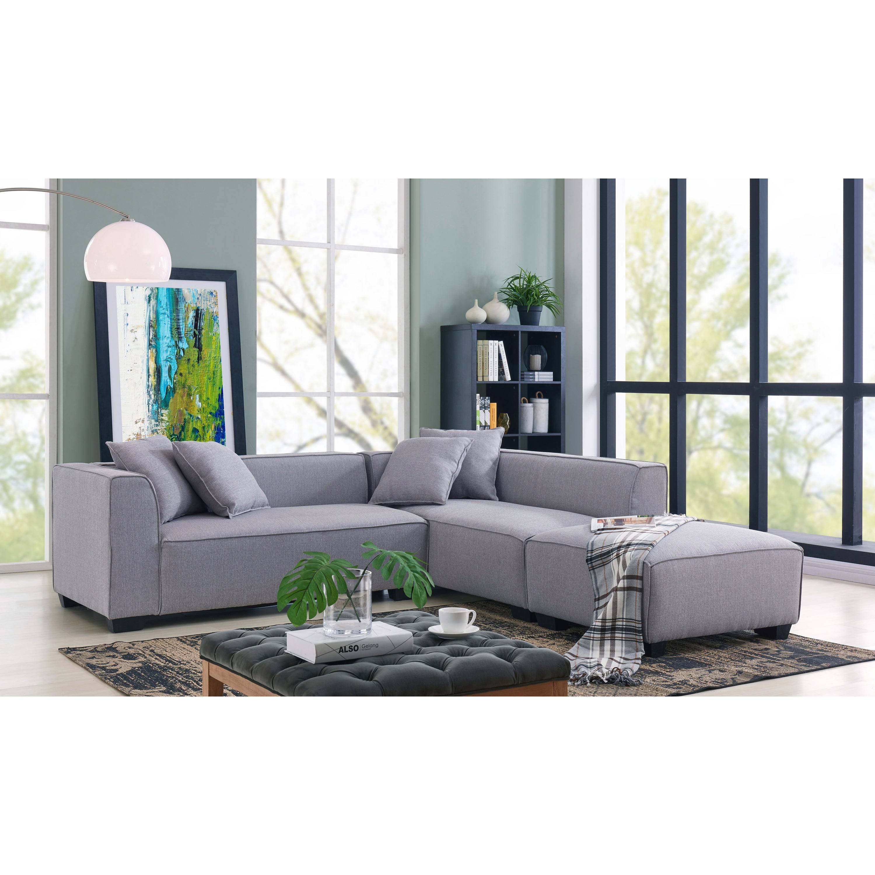 Handy Living Phoenix Grey Sectional Sofa with Ottoman, Gray itusts