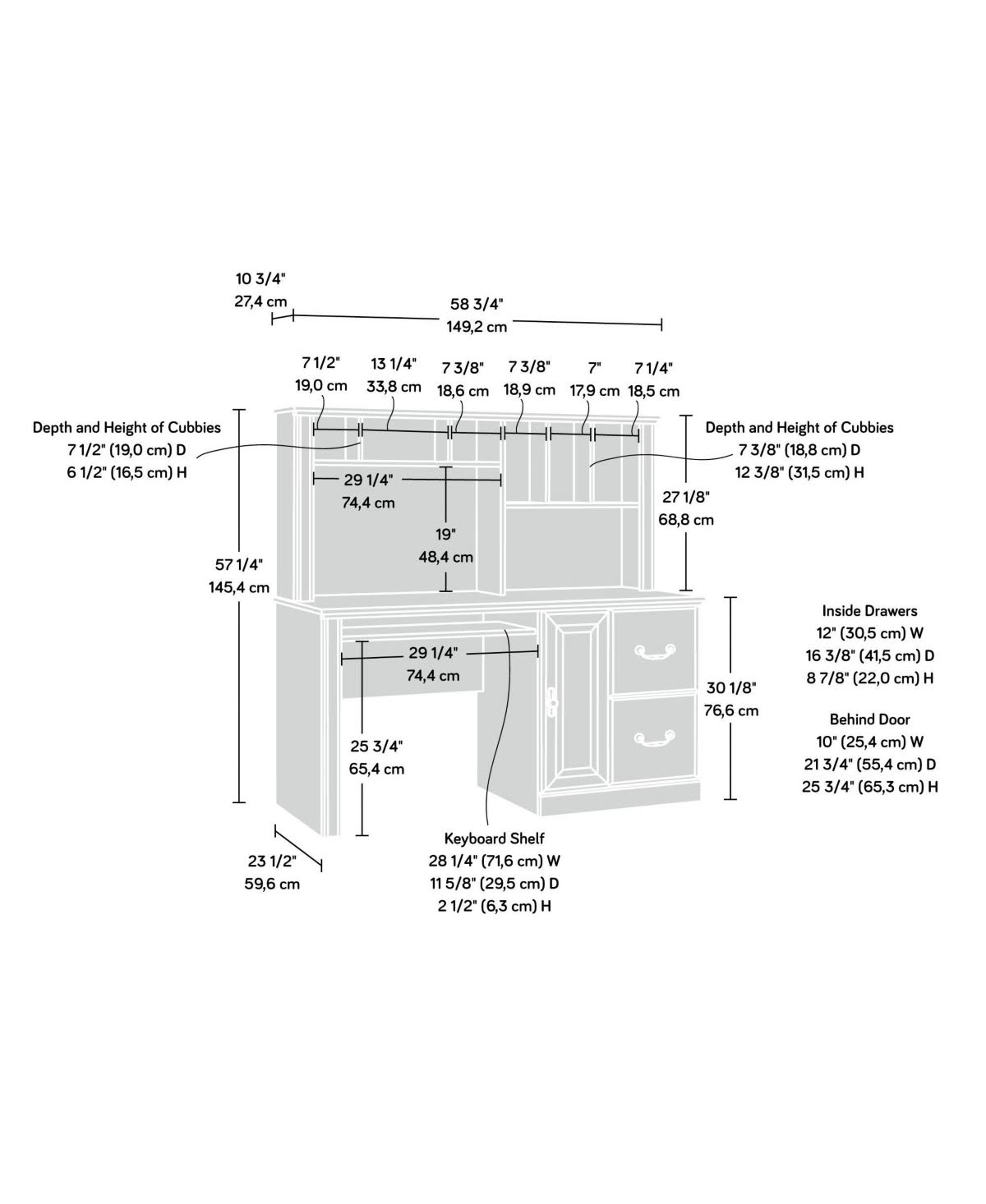 Sauder Orchard Hills Computer Desk with Hutch Carolina Oak atttf