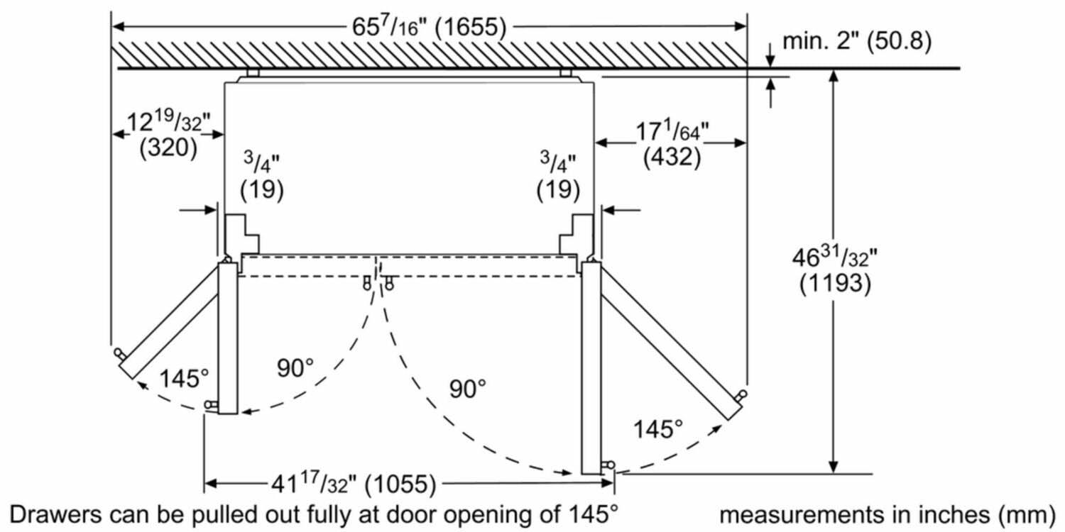 Bosch 300 Series 20.2 Cu. ft. Counter Depth Side by Side Refrigerator
