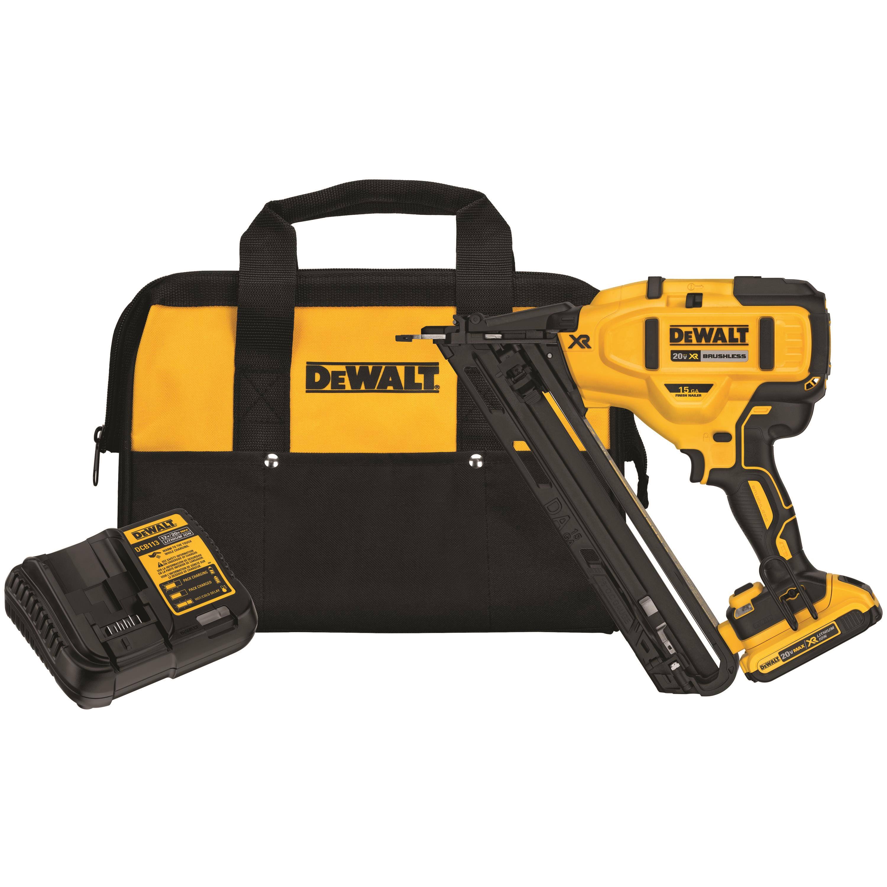 Dewalt Guaranteed Tough Angled Finish Nailer Kit,15 Gauge DCN650D1 itusts