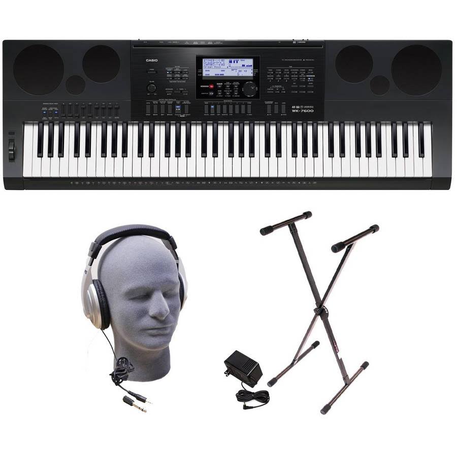Casio WK7600 76Key Premium Portable Keyboard Package with Headphones, Stand and Power atttf