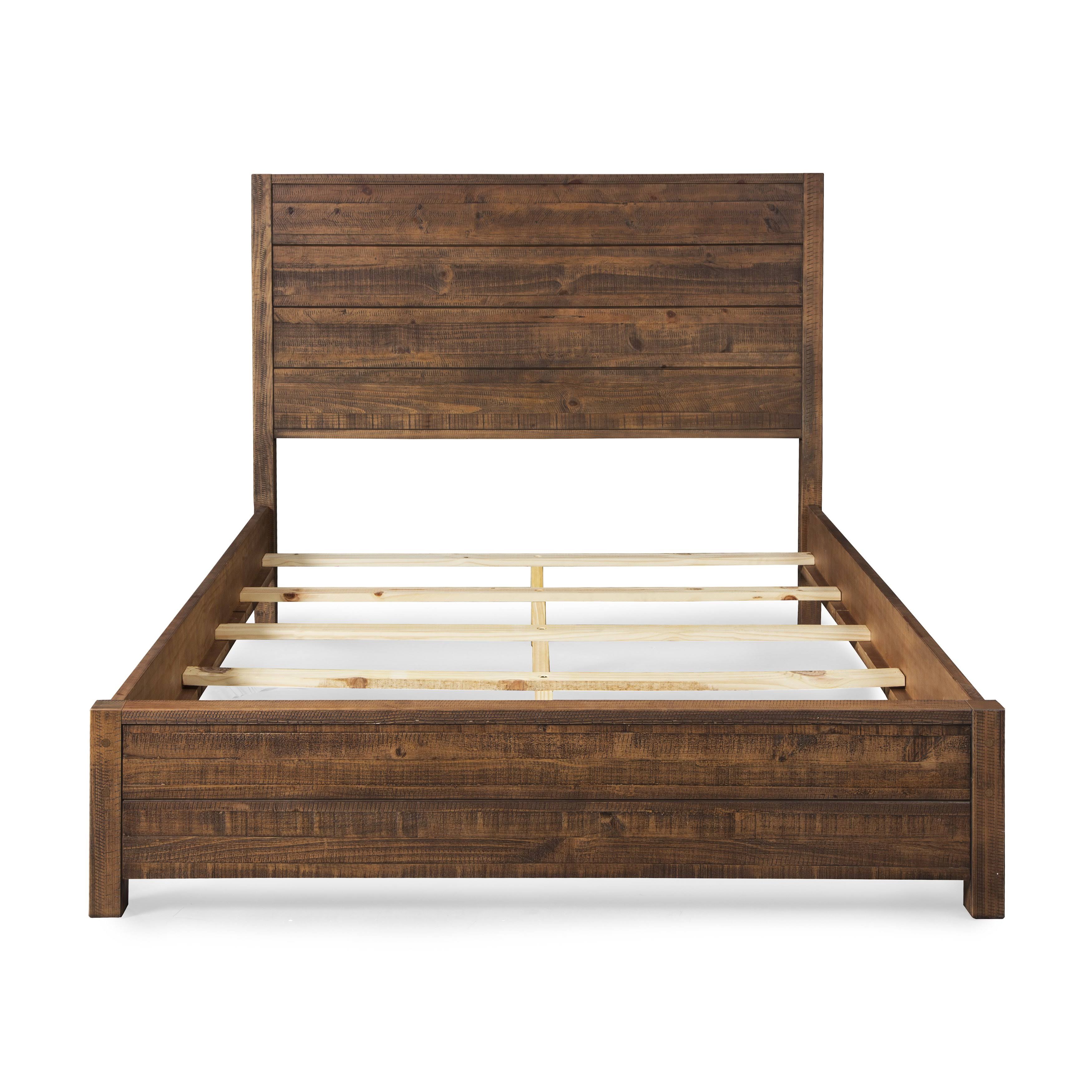 Grain Wood Furniture Montauk Solid Wood Panel Bed, Rustic Walnut, King