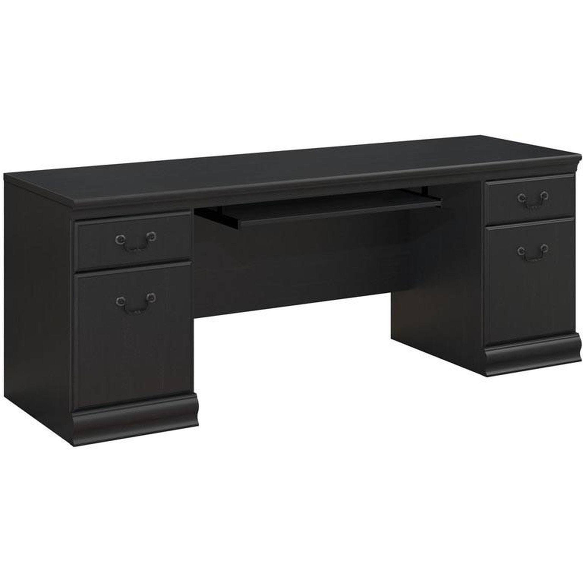 Bush Birmingham Credenza Desk with Keyboard Tray, Black itusts