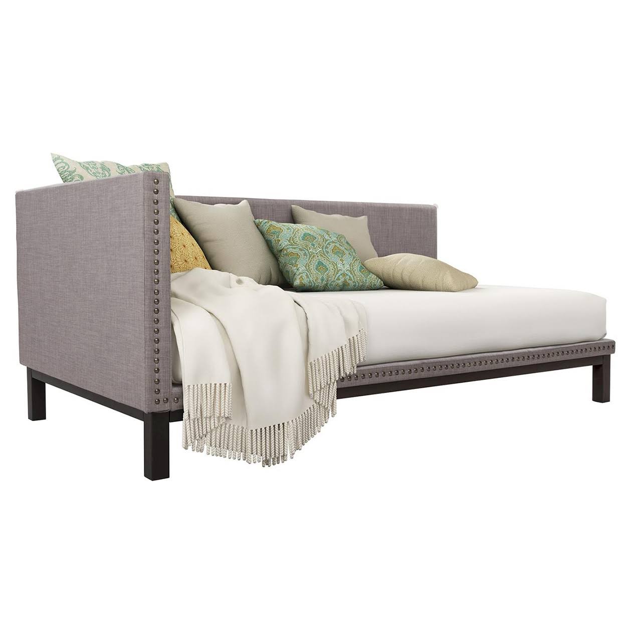 Dorel Home Furnishings Mid Century Linen Upholstered Modern Daybed