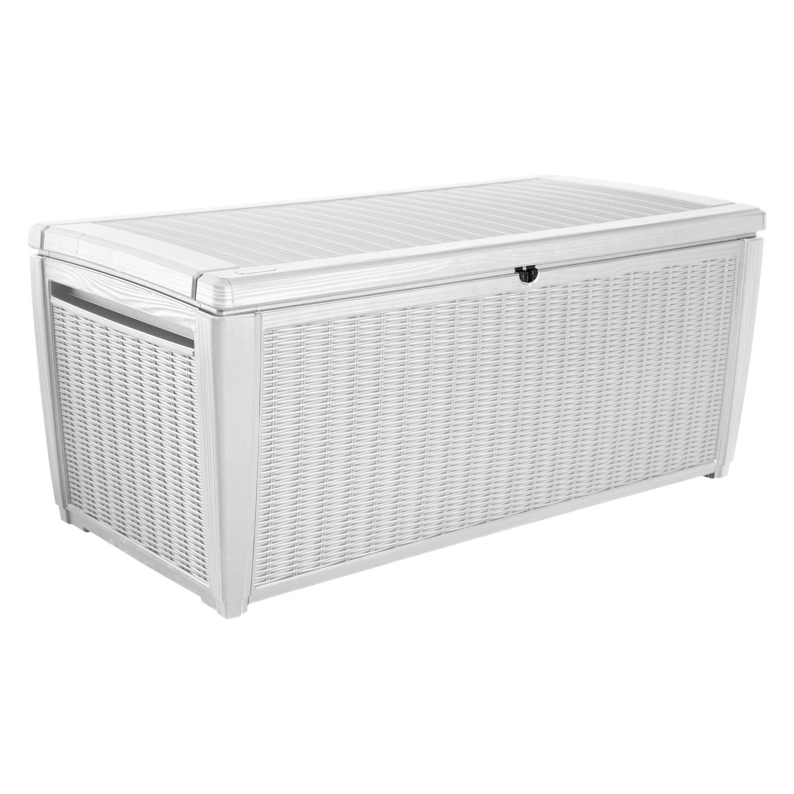 Keter Sumatra 135 Gallon Outdoor Storage Rattan Deck Box (White) itusts