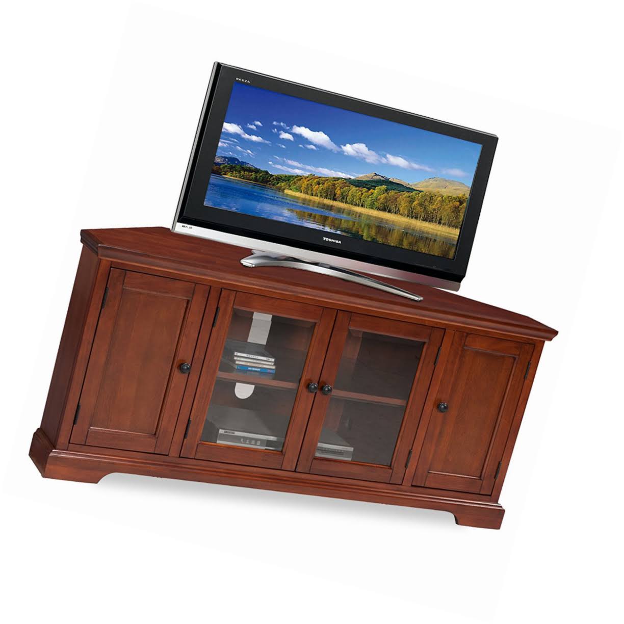 Leick Riley Holliday 60 in. Corner TV Stand Westwood Cherry itusts