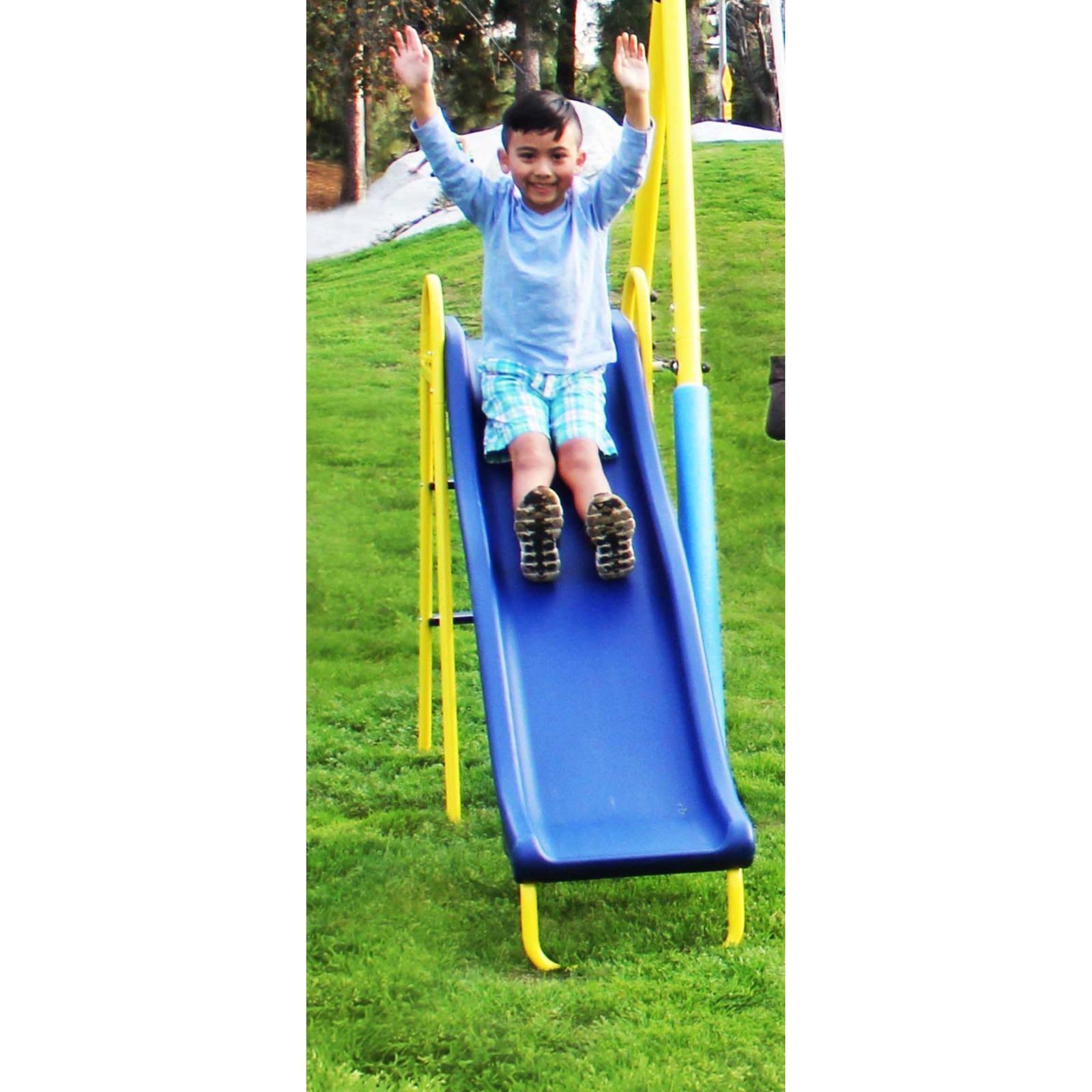 Swing Set Playground Metal Swingset Outdoor Play Slide Kids Backyard ...