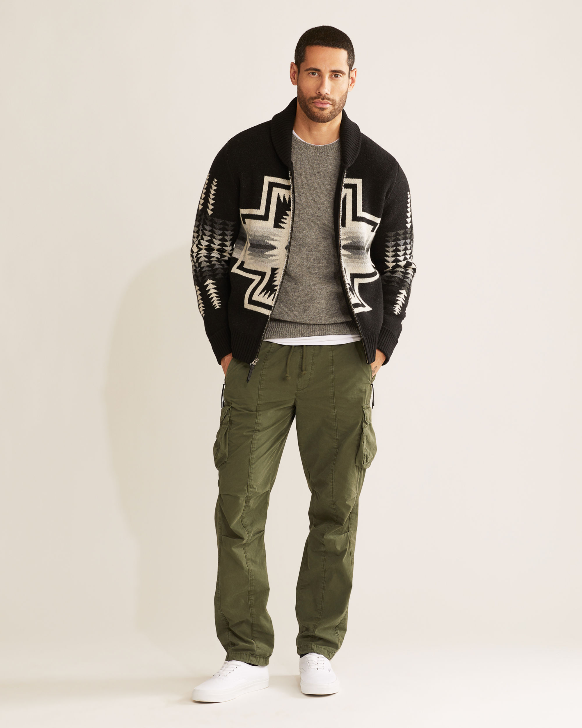 MEN'S HARDING ZIP LAMBSWOOL CARDIGAN