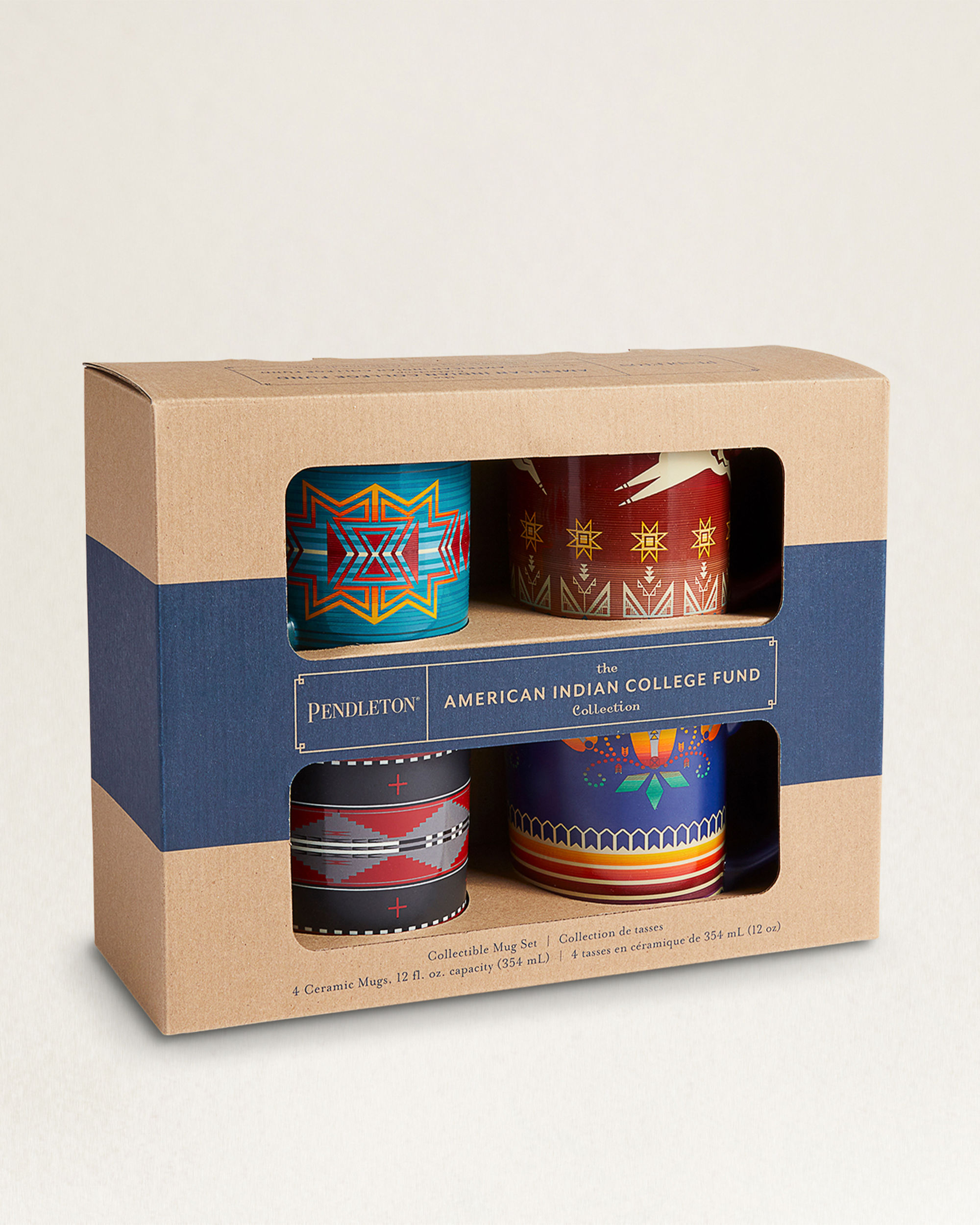 AMERICAN INDIAN COLLEGE FUND MUGS, SET OF 4