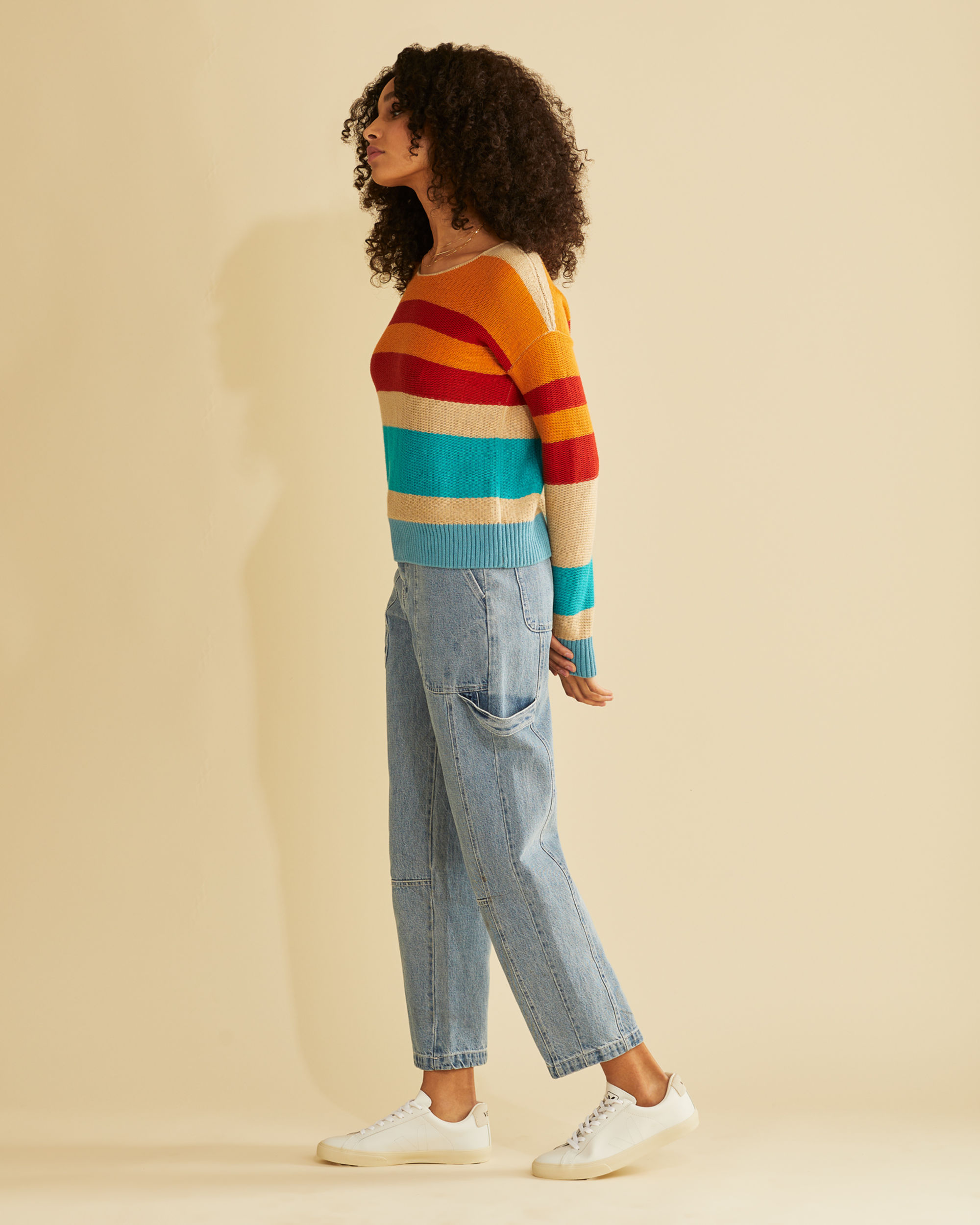 WOMEN'S BOLD STRIPE COTTON PULLOVER