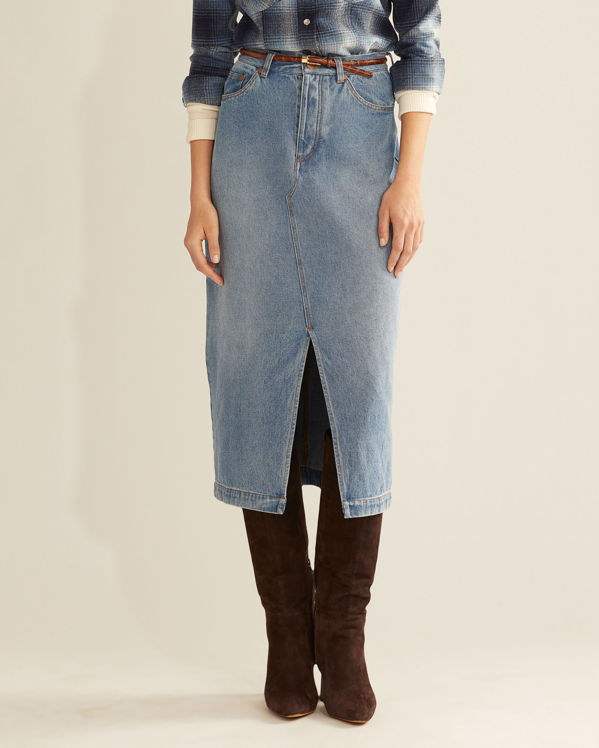 WOMEN'S LONG DENIM SKIRT