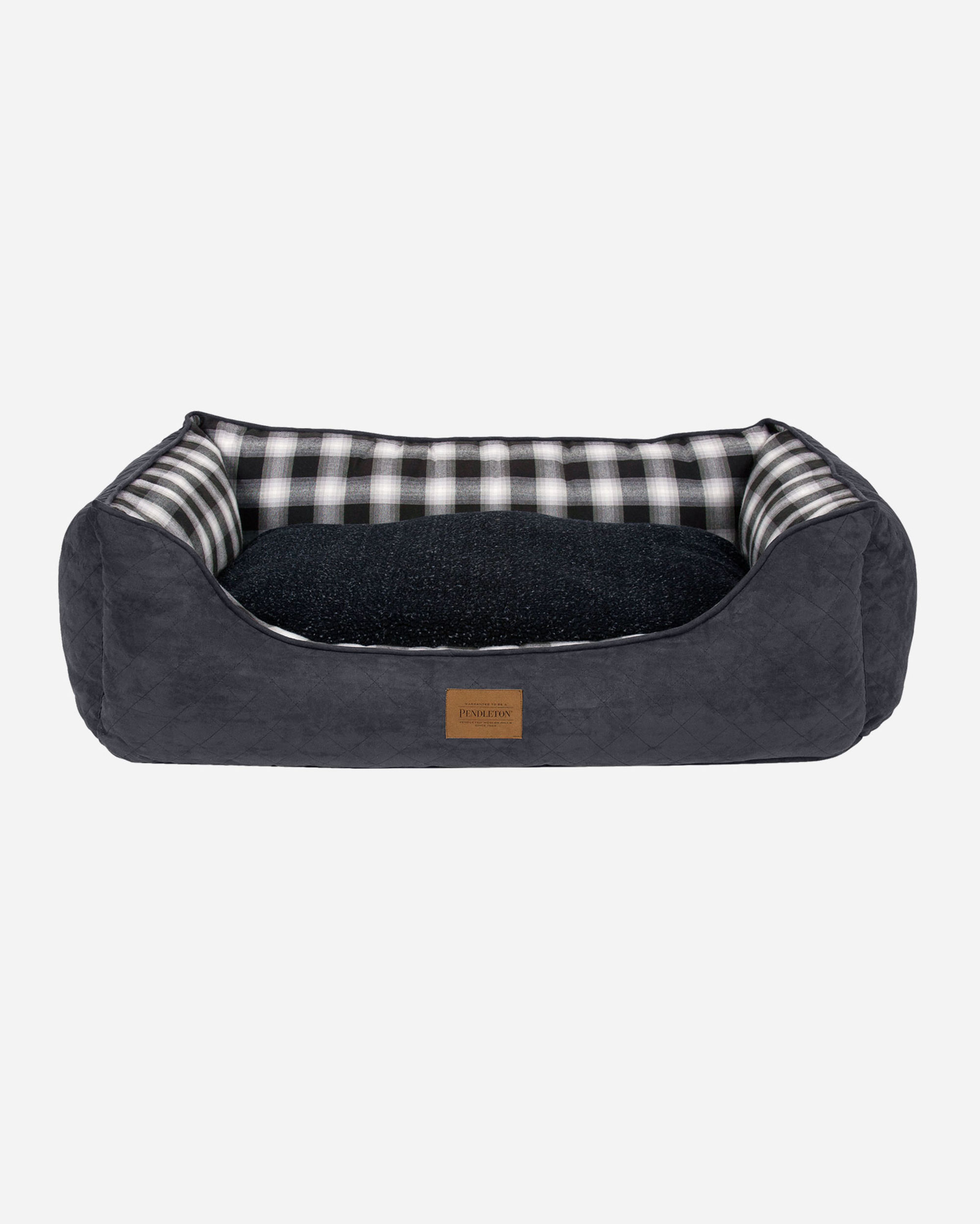 CHARCOAL OMBRE PLAID KUDDLER DOG BED