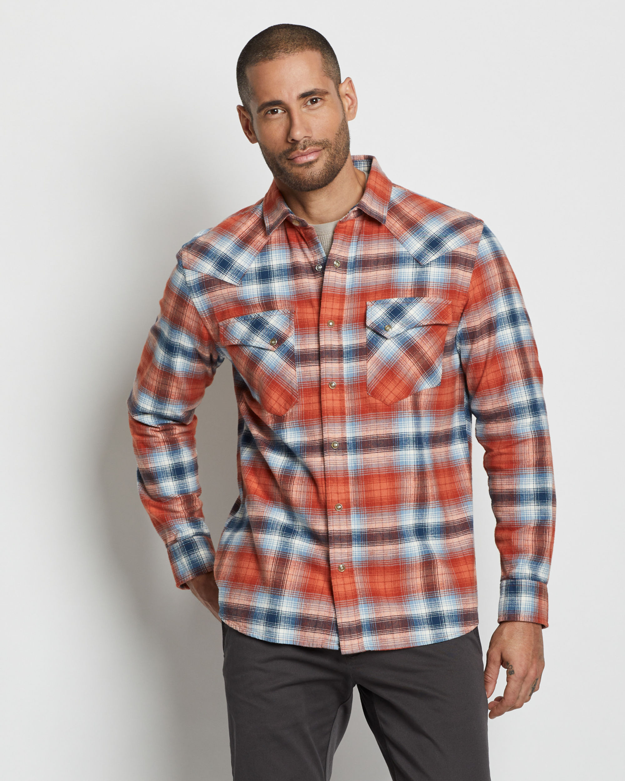 MEN'S WYATT SNAP-FRONT COTTON SHIRT