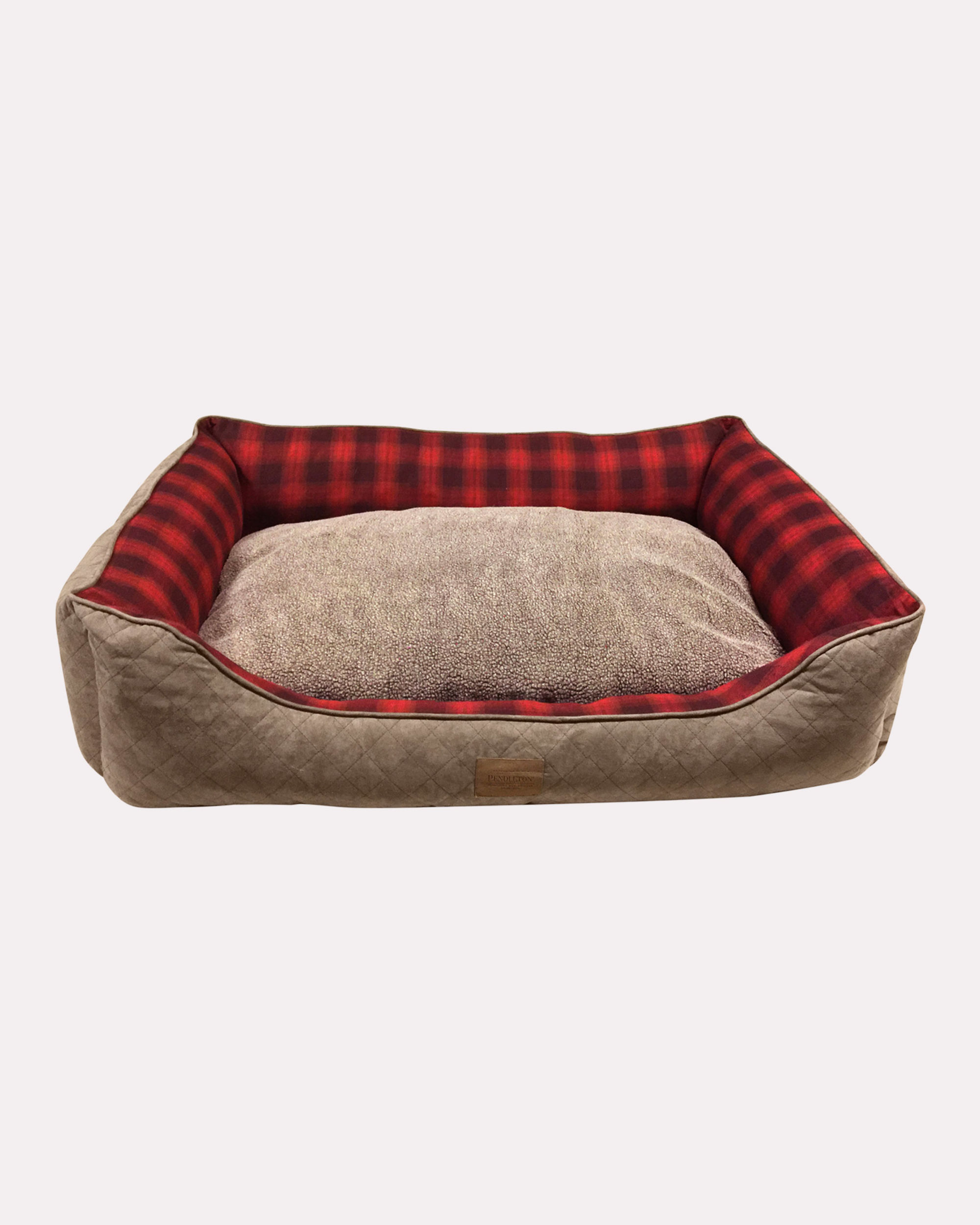 RED OMBRE PLAID KUDDLER DOG BED