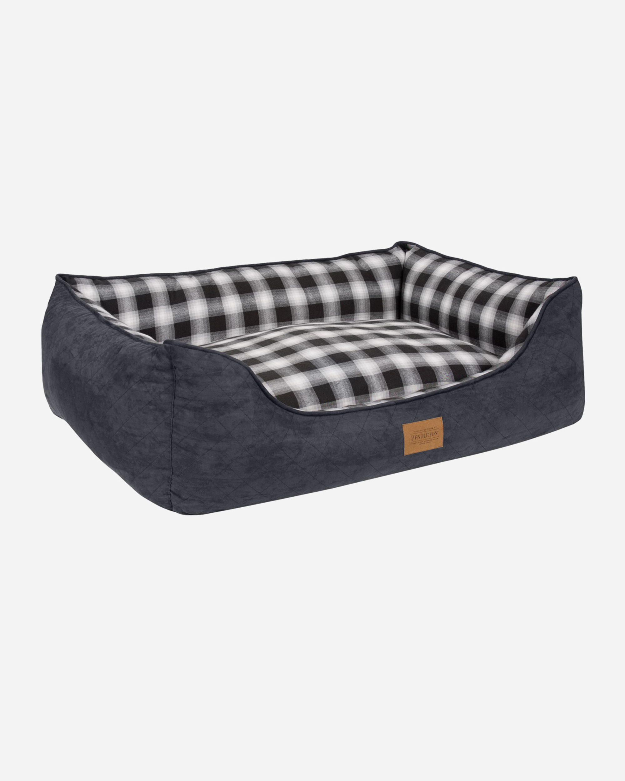 CHARCOAL OMBRE PLAID KUDDLER DOG BED