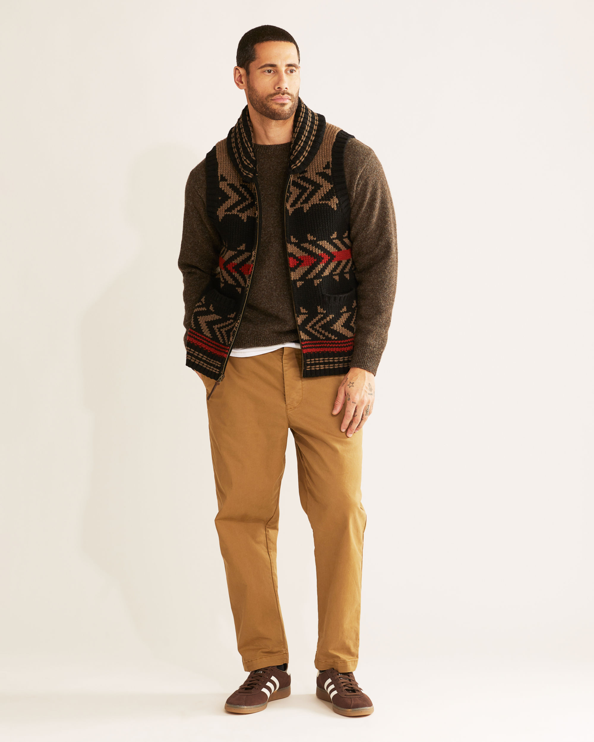 MEN'S PEAK STRIPE LAMBSWOOL VEST