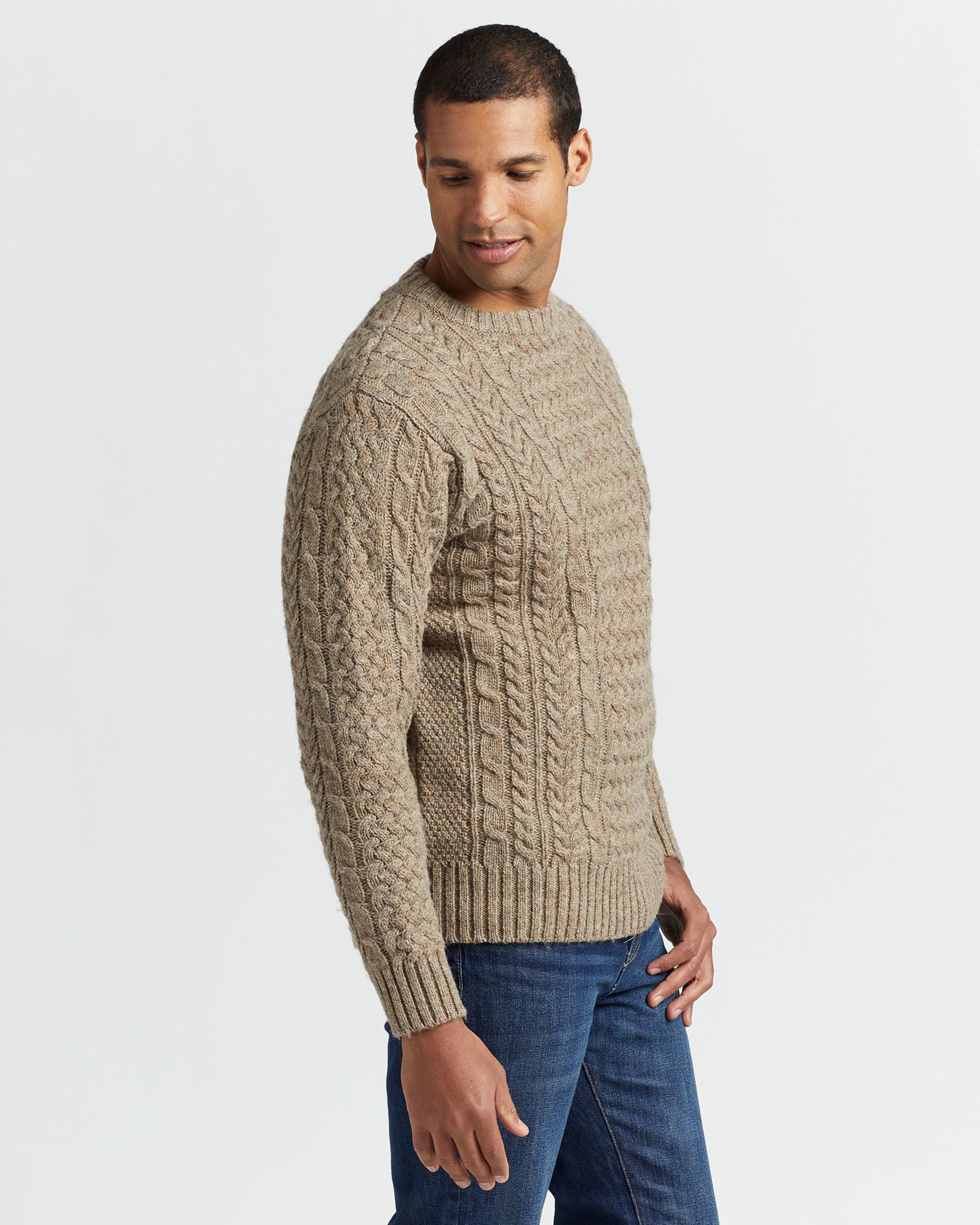MEN'S SHETLAND COLLECTION FISHERMAN SWEATER